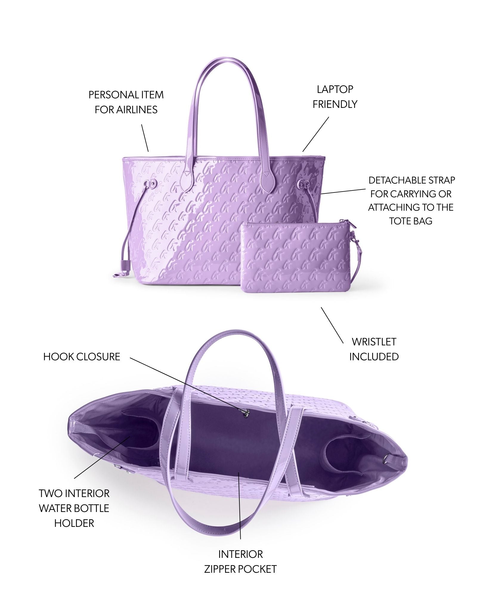 MONOGRAM GLAM TOTE WITH WRISTLET - MIRROR LAVENDER