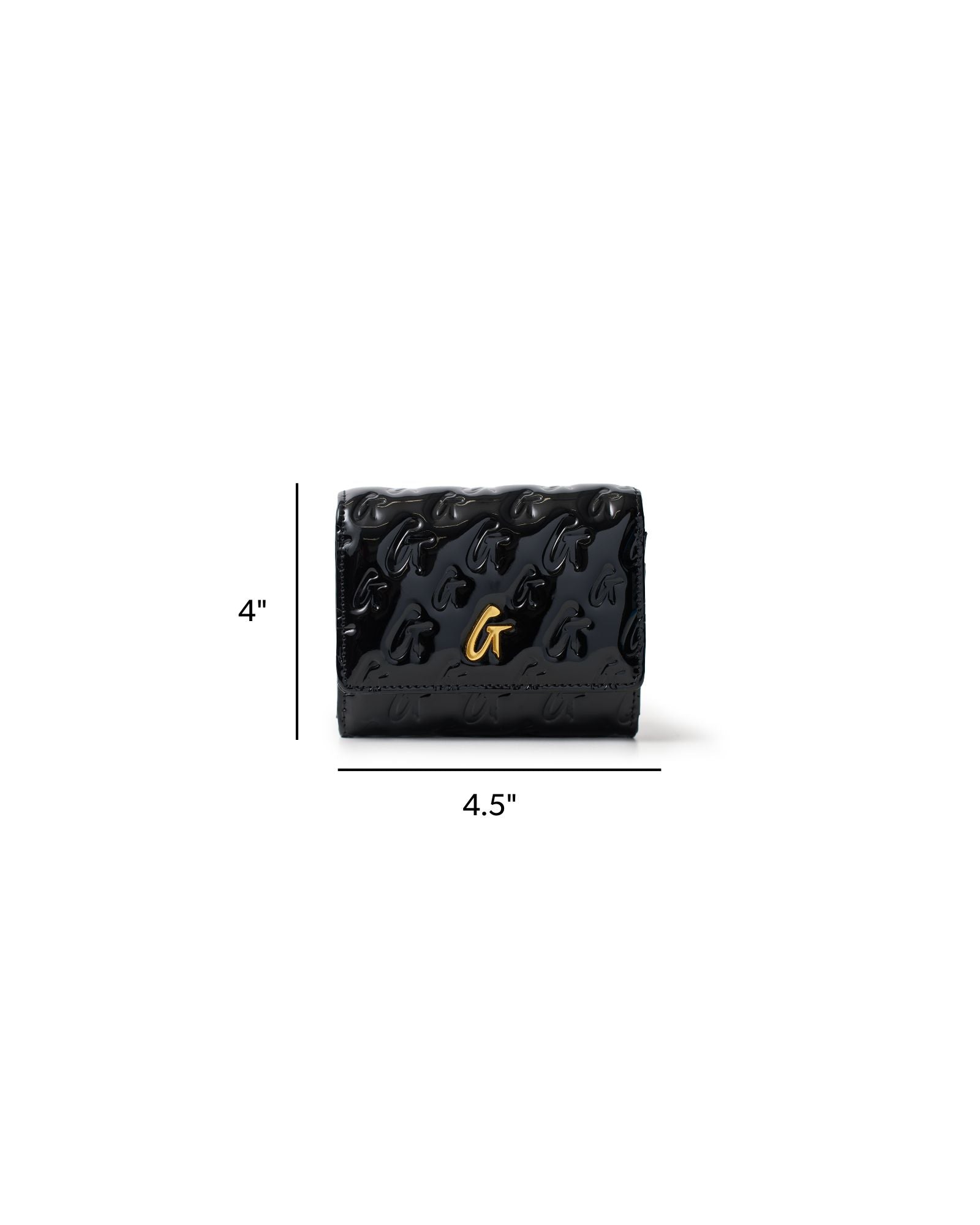 Monogram Mirror Black Compact Wallet with Detachable Chain Strap
