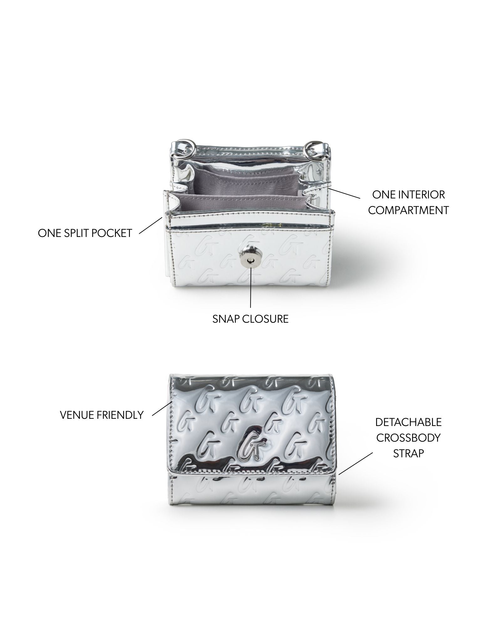 小物 NF COMPACT WALLET SILVER MONOGRAM MIRROR HOT PINK COMPACT WALLET | Chic Logo Print