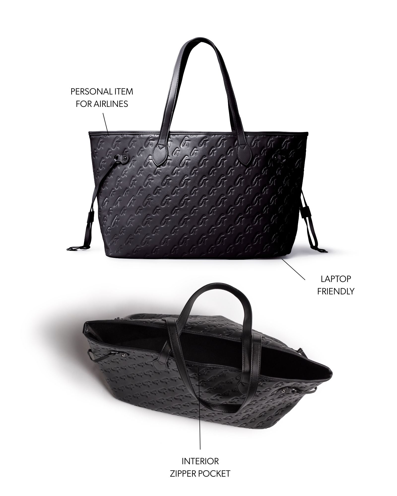 MONOGRAM GLAM TOTE - BLACK BLACK
