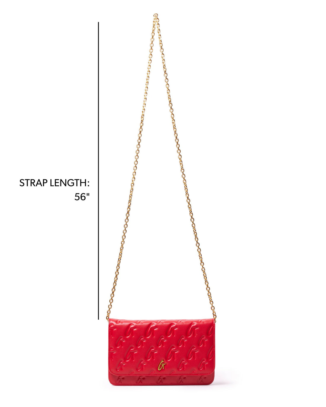 Red Monogram Wallet on Chain - Gold | Genuine Leather, 12 Card Slots ...