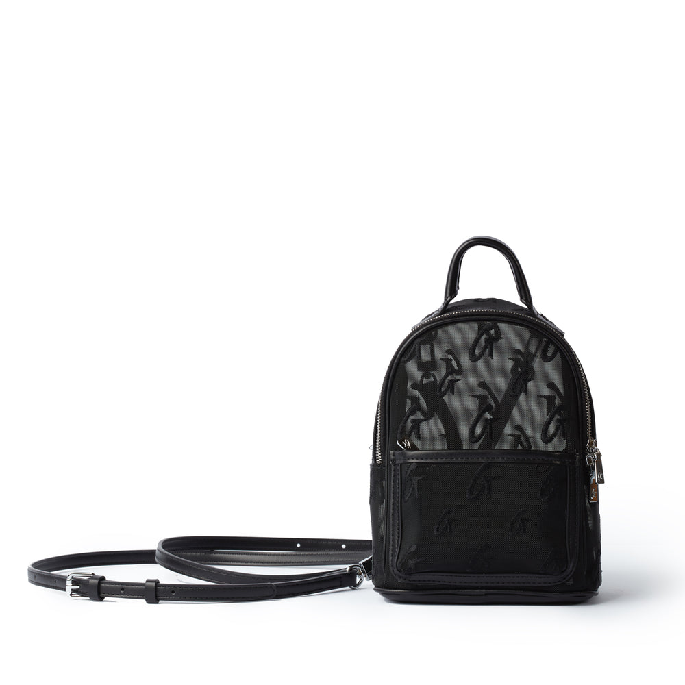 Mini Mesh Backpack - Sheer Monogram Accessible Front Zip Pocket