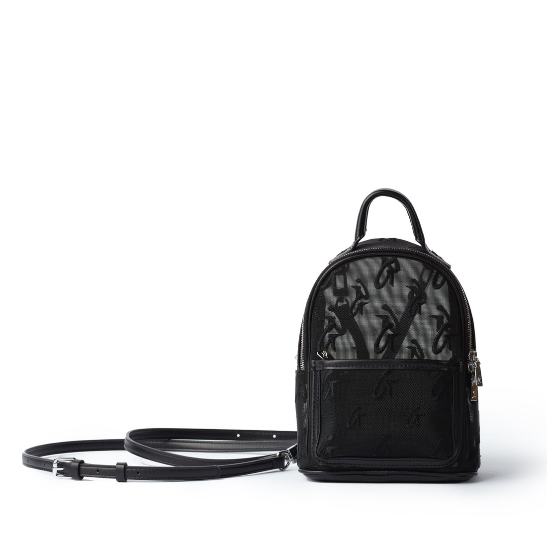 Mini Mesh Backpack - Sheer Monogram Accessible Front Zip Pocket