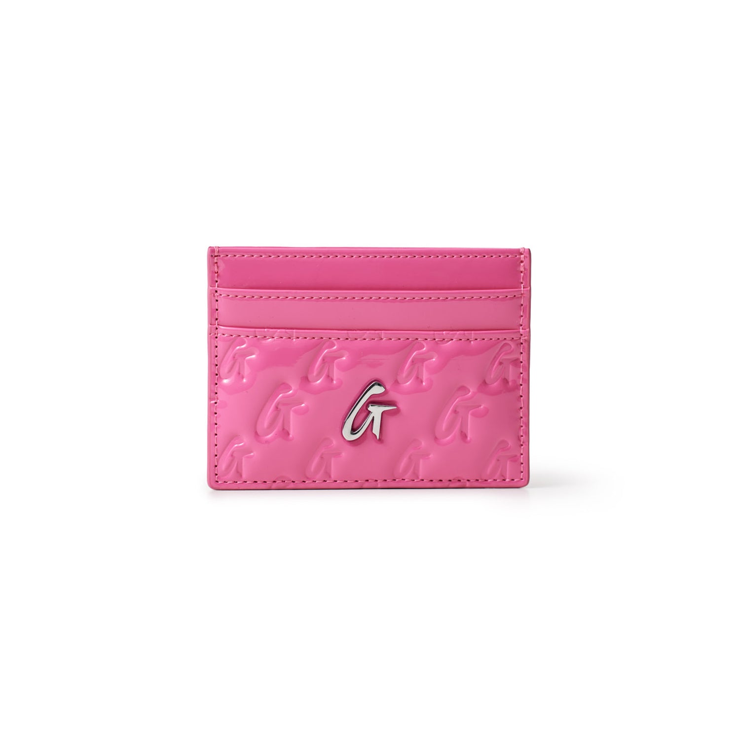 MONOGRAM MIRROR HOT PINK CARD HOLDER