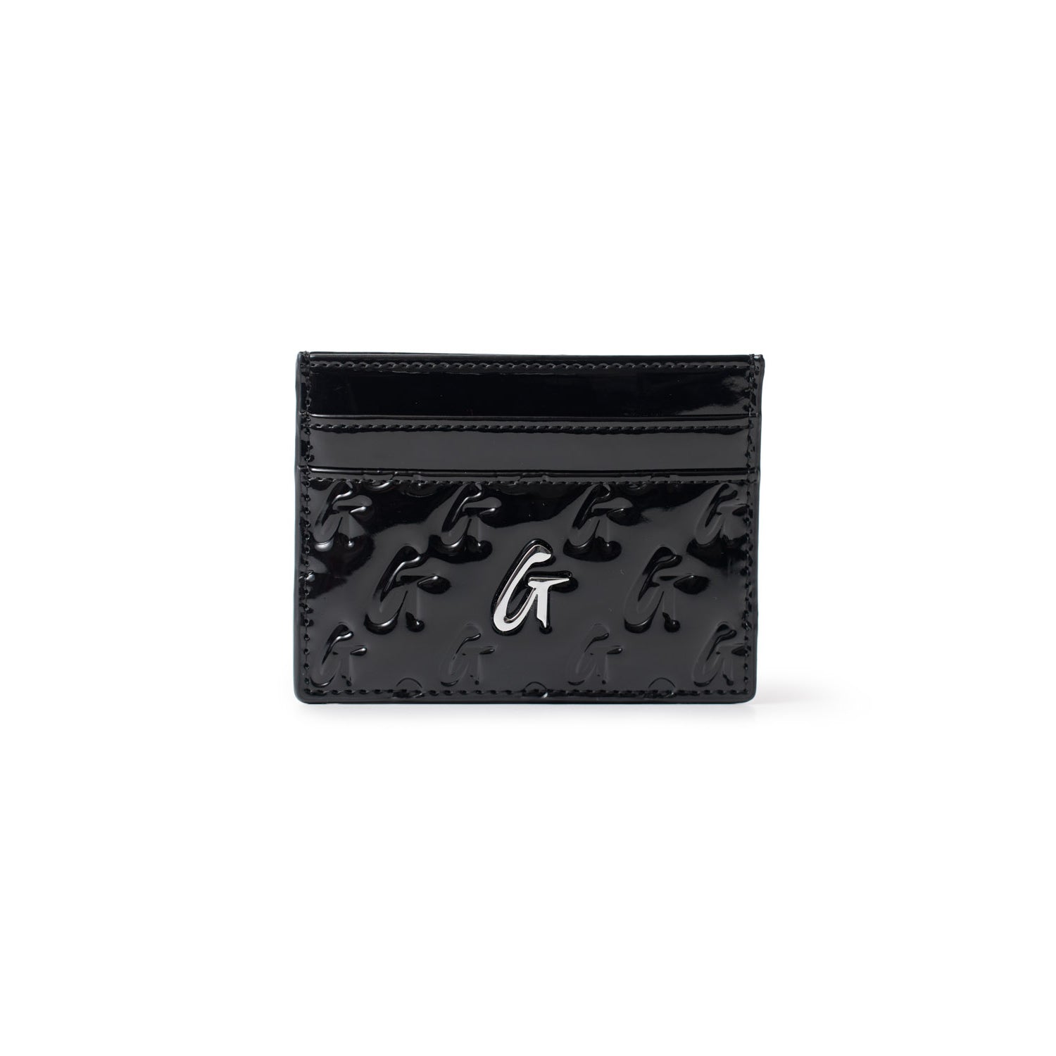 MONOGRAM SILVER CARD HOLDER - MIRROR BLACK