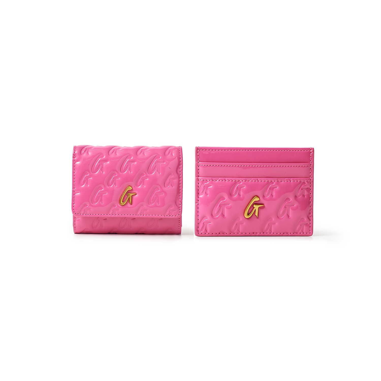 MONOGRAM GOLD COMPACT WOC CARDHOLDER BUNDLE - MIRROR HOT PINK