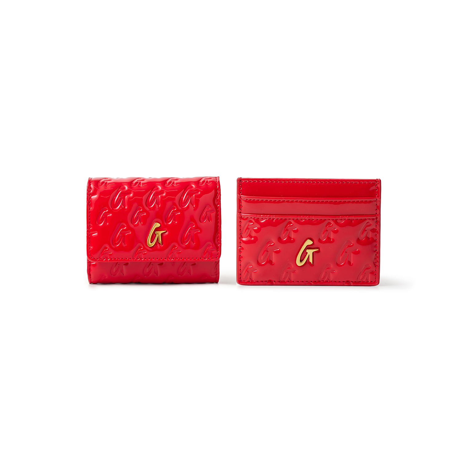 MONOGRAM GOLD COMPACT WOC CARDHOLDER BUNDLE - MIRROR RED