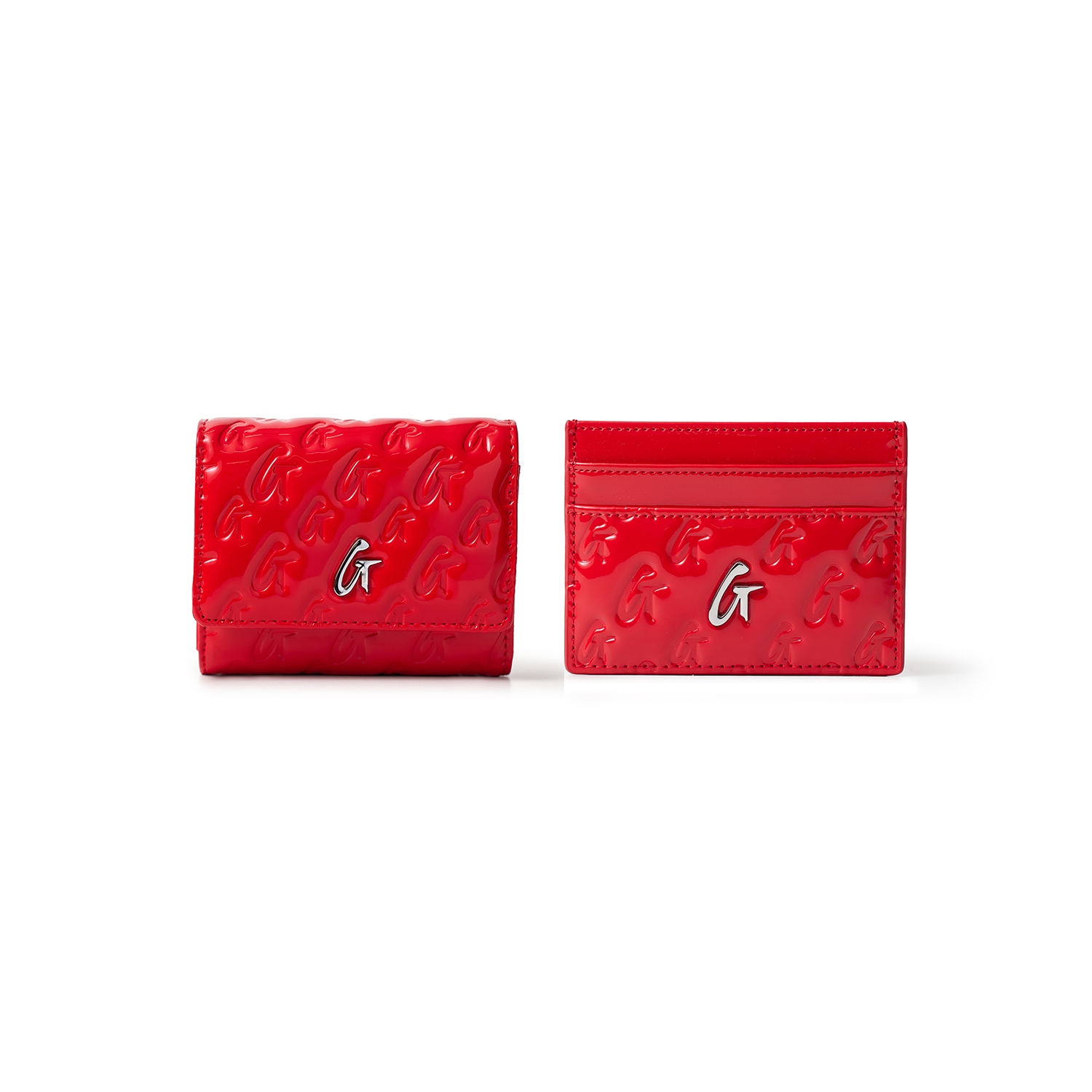 MONOGRAM SILVER COMPACT WOC CARDHOLDER BUNDLE - MIRROR RED