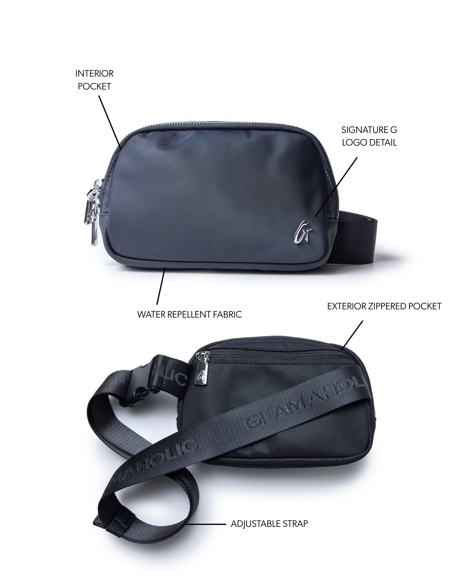 Nylon Fanny Pack | Black | Spacious Zippered Compartment