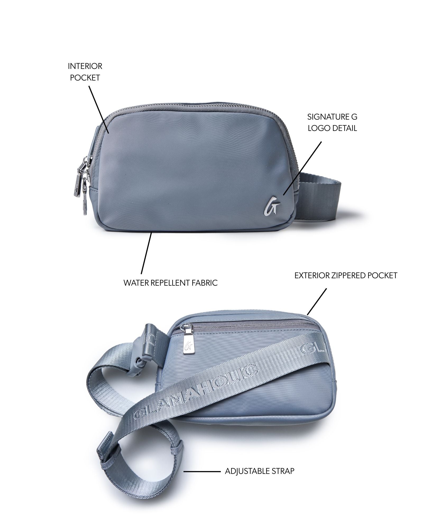 Nylon Fanny Pack - Gray | Spacious Zippered Compartment