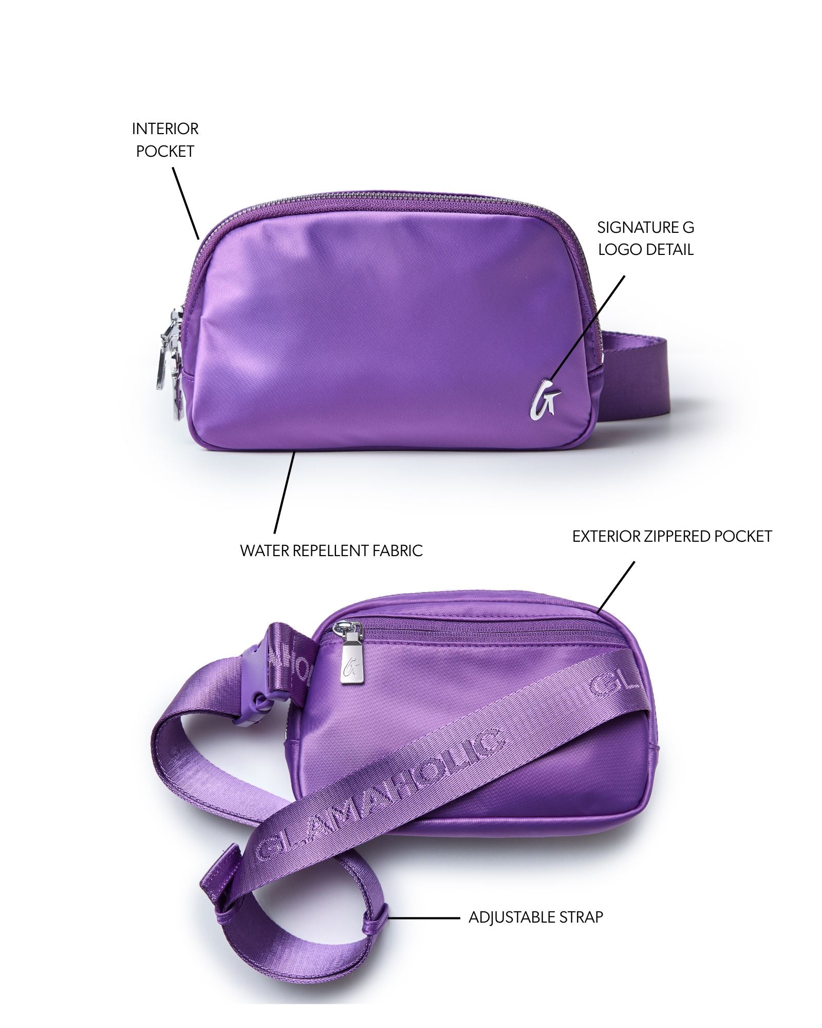 Nylon Fanny Pack - Purple | Spacious Zippered Compartment