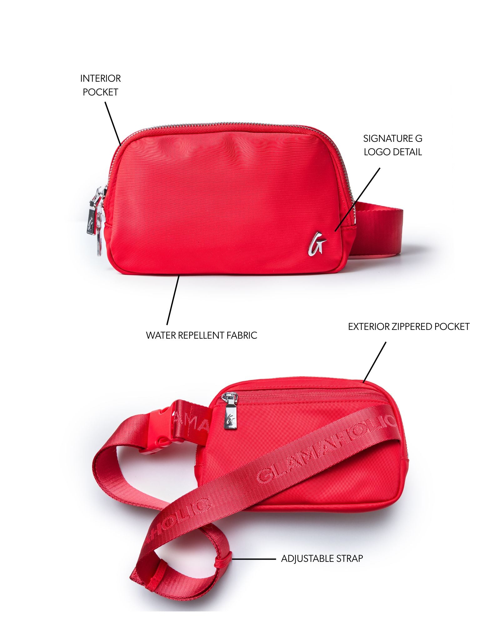 Nylon Fanny Pack - Red | Spacious Zippered Compartment