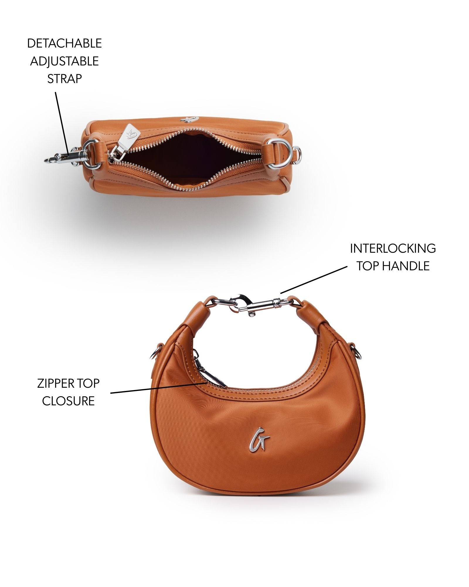 NANO NYLON HOBO BAG - BROWN