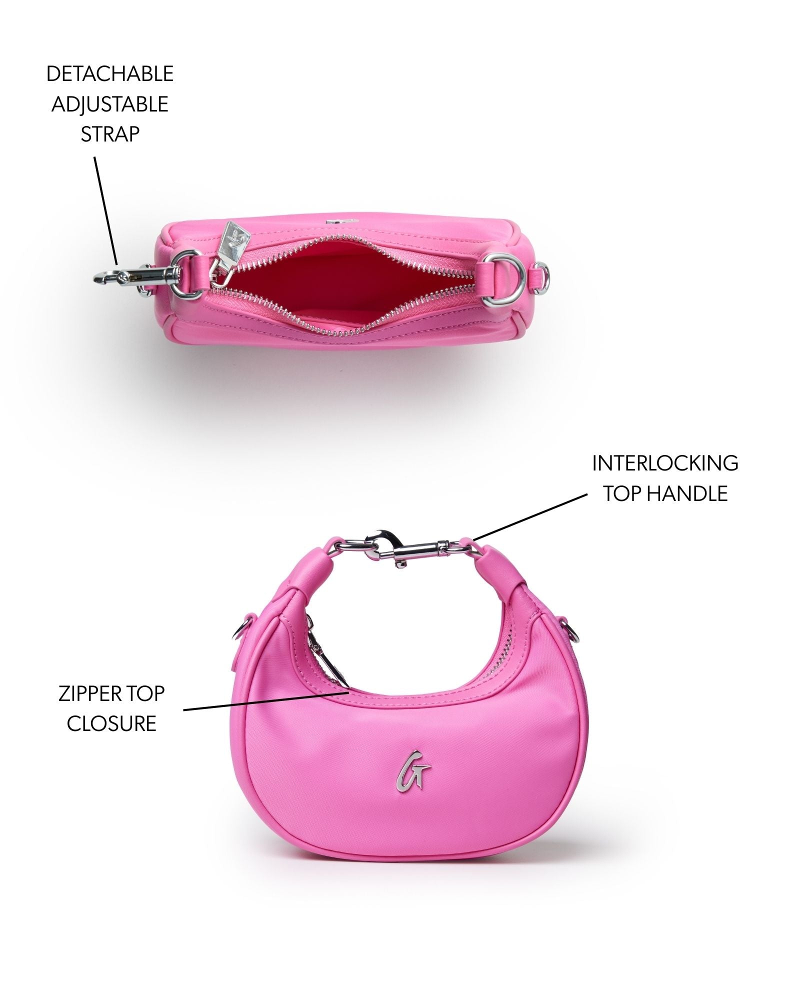 Nano Nylon Hobo Bag - Hot Pink | Water-Resistant & Lightweight