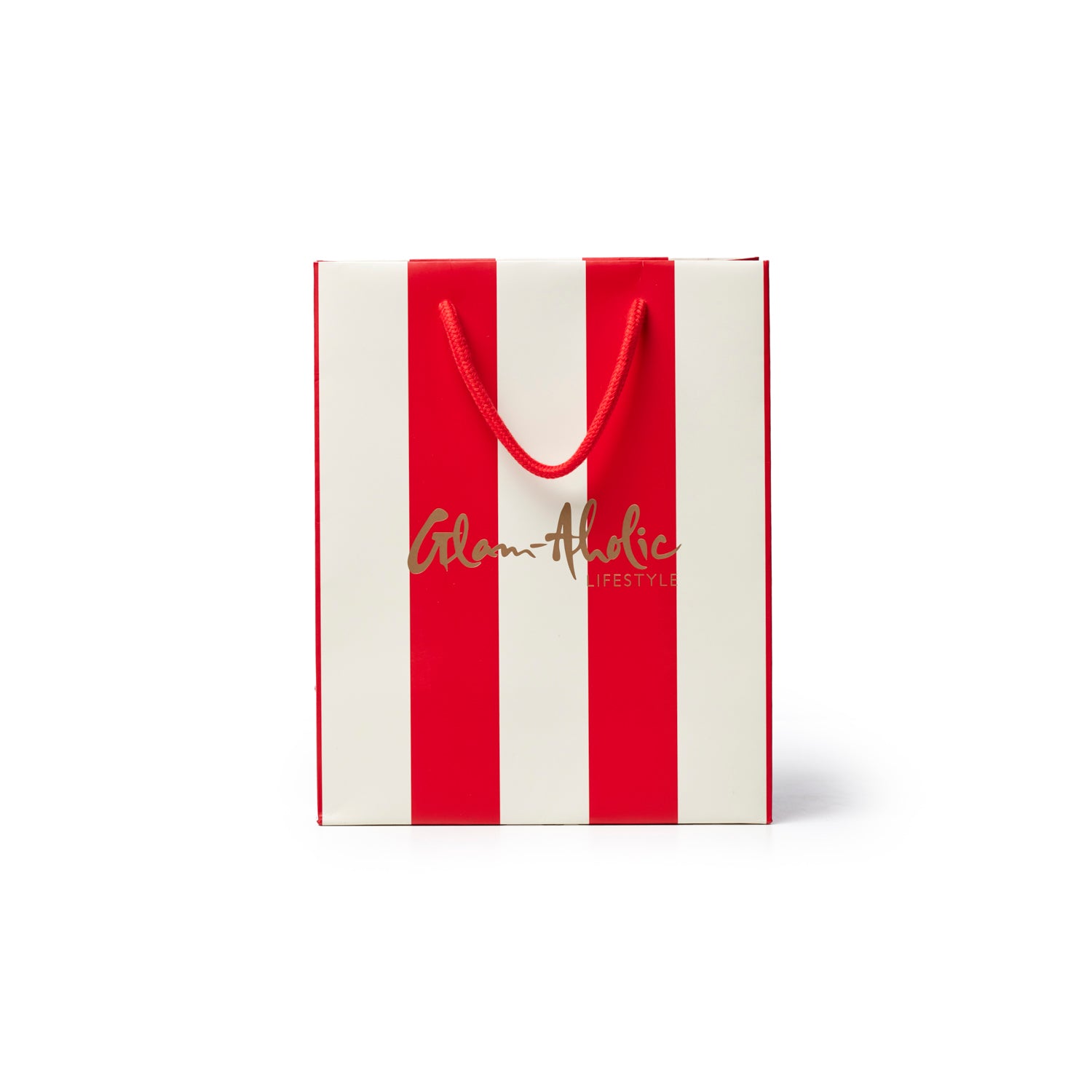 GAL MEDIUM STRIPED GIFT BAG - RED CREAM