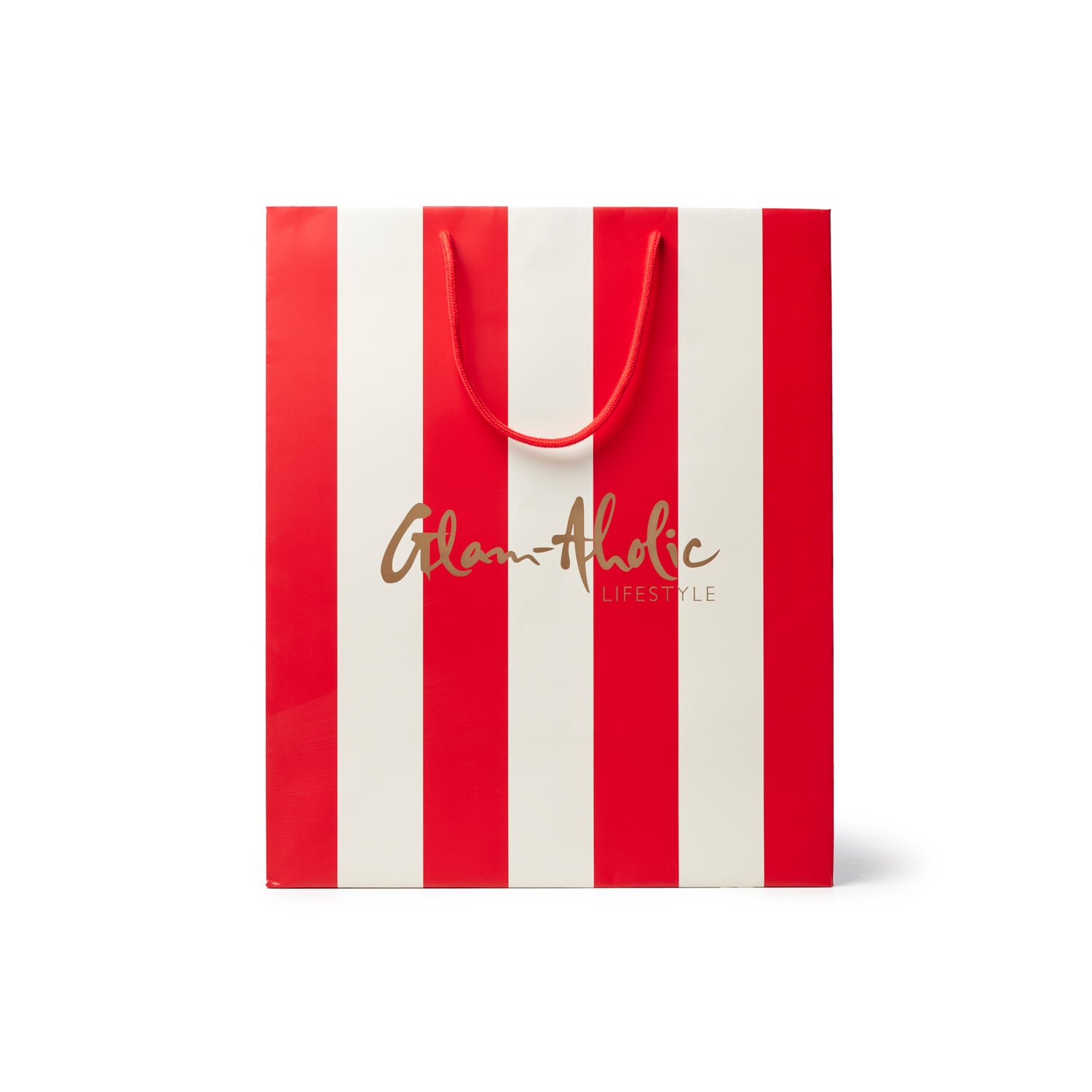 GAL MEDIUM STRIPED GIFT BAG - RED CREAM