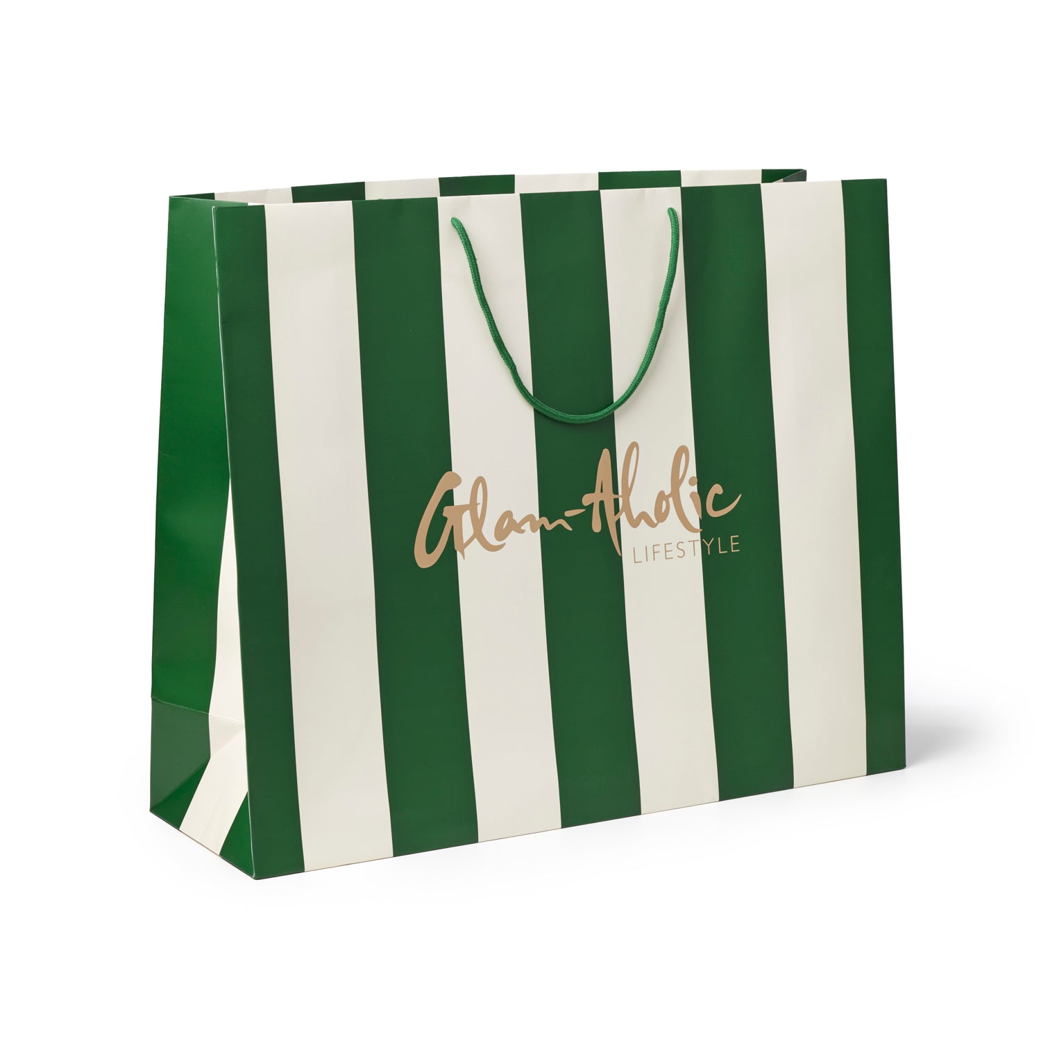 GAL LARGE STRIPED GIFT BAG - GREEN CREAM