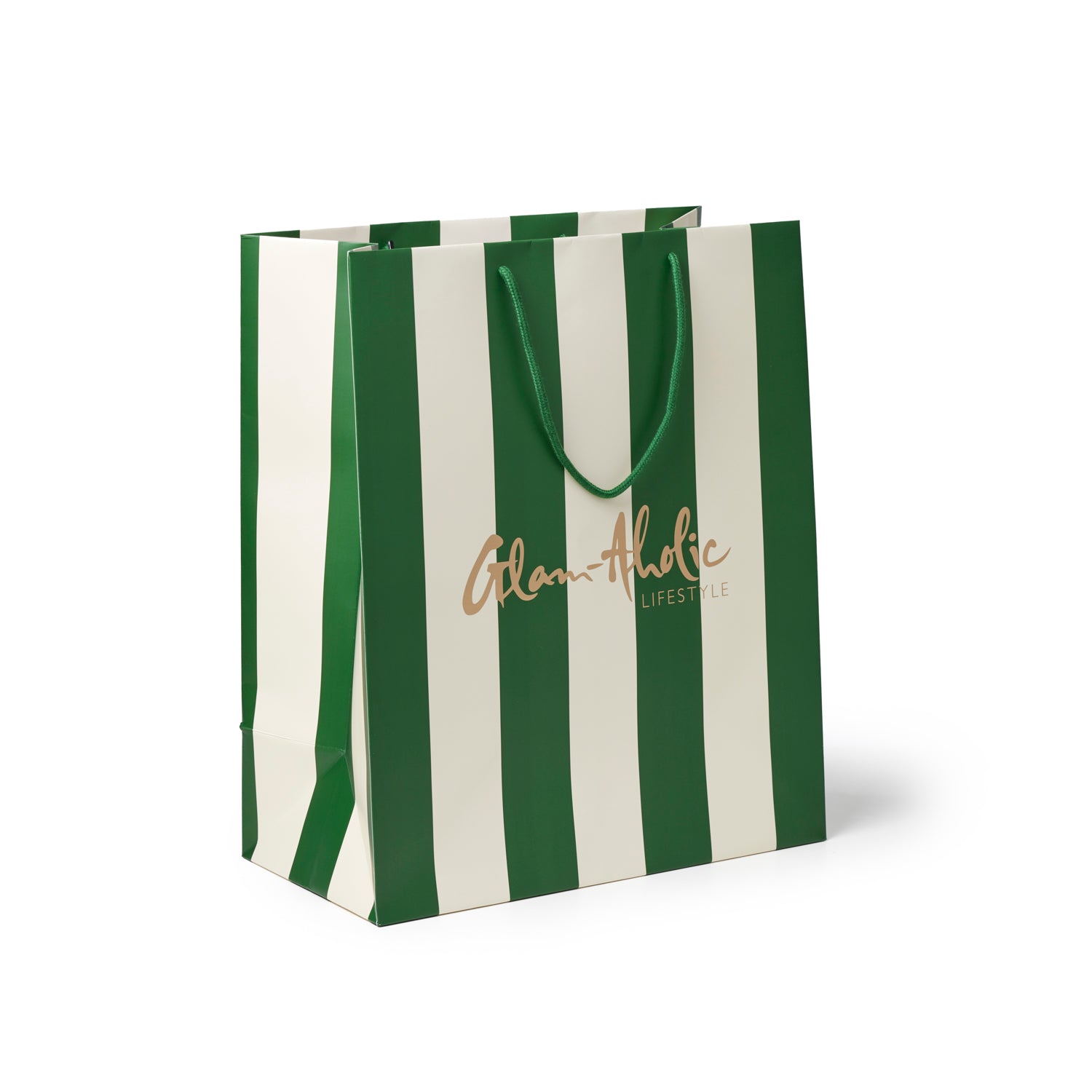 GAL MEDIUM STRIPED GIFT BAG - GREEN CREAM