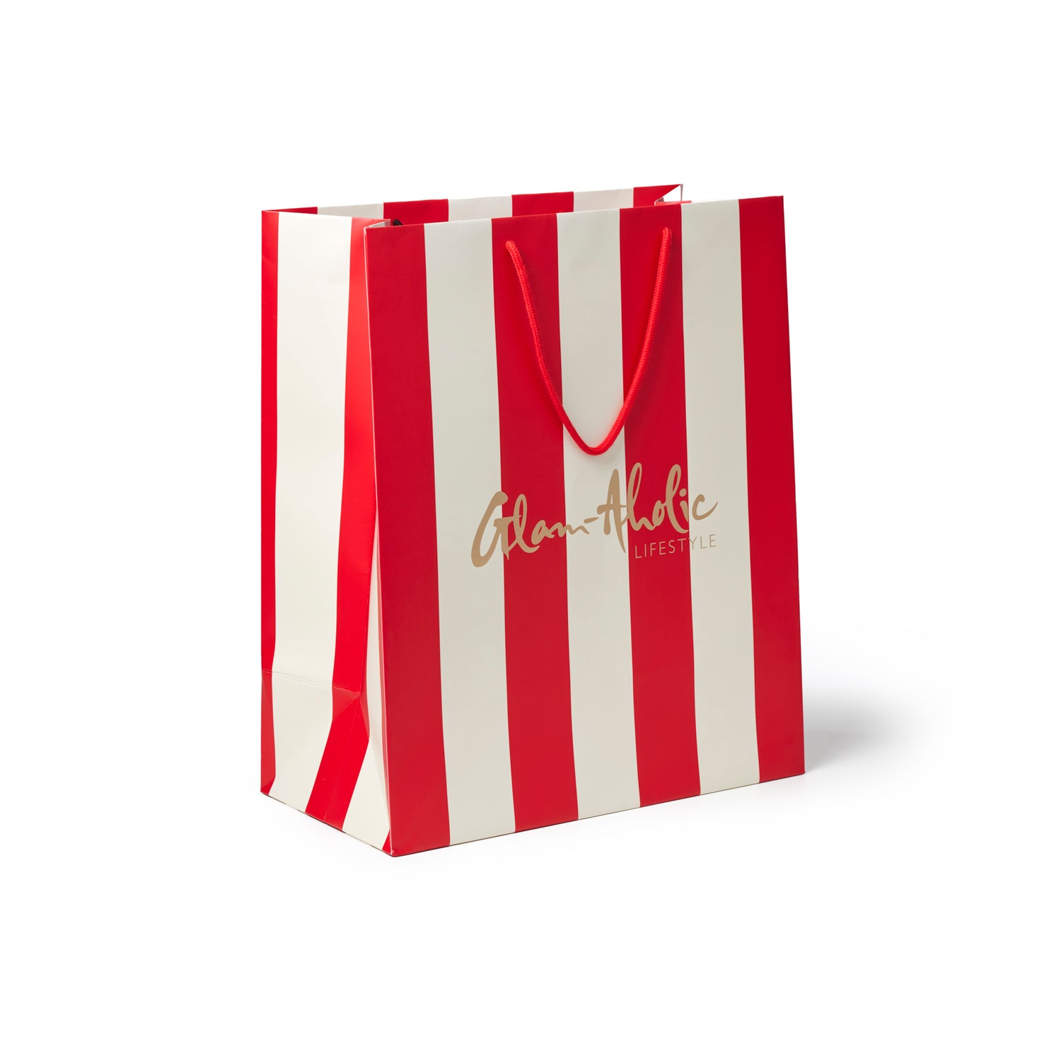GAL MEDIUM STRIPED GIFT BAG - RED CREAM