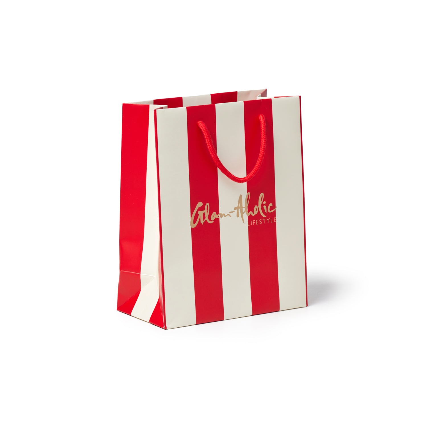 GAL SMALL STRIPED GIFT BAG - RED CREAM