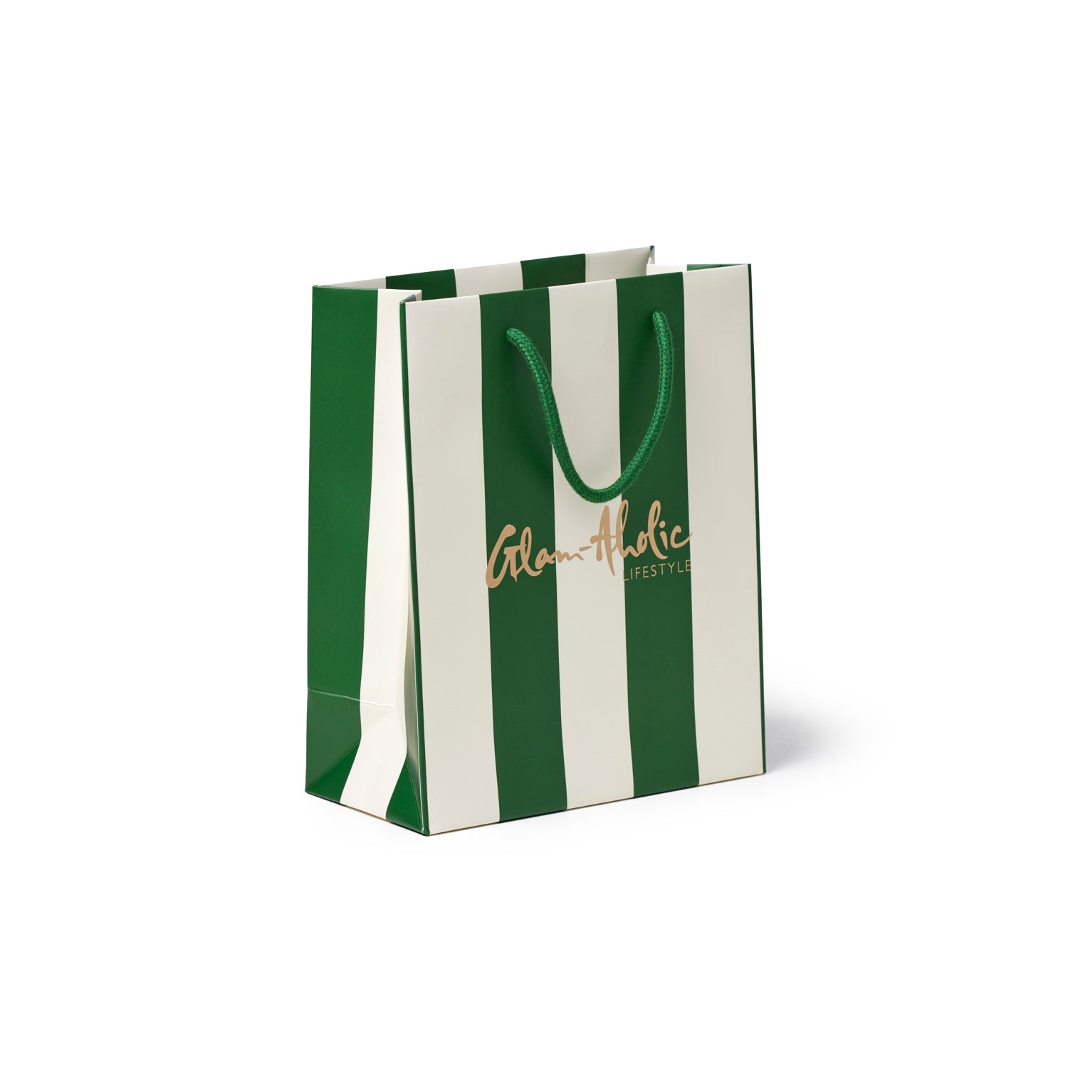 GAL SMALL STRIPED GIFT BAG - GREEN CREAM