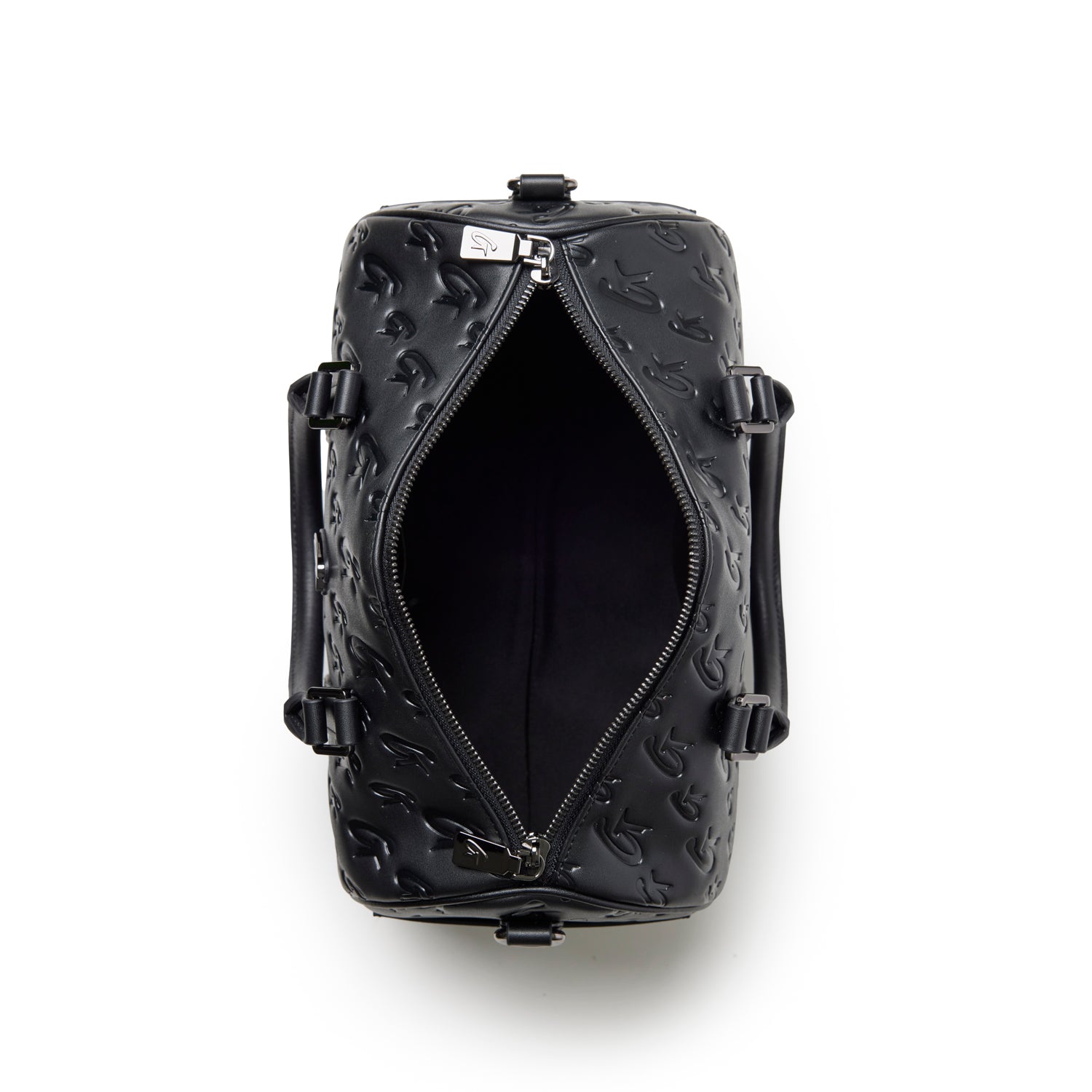 Large black monogram Boston bag with a spacious interior and stylish design, perfect for everyday luxury.