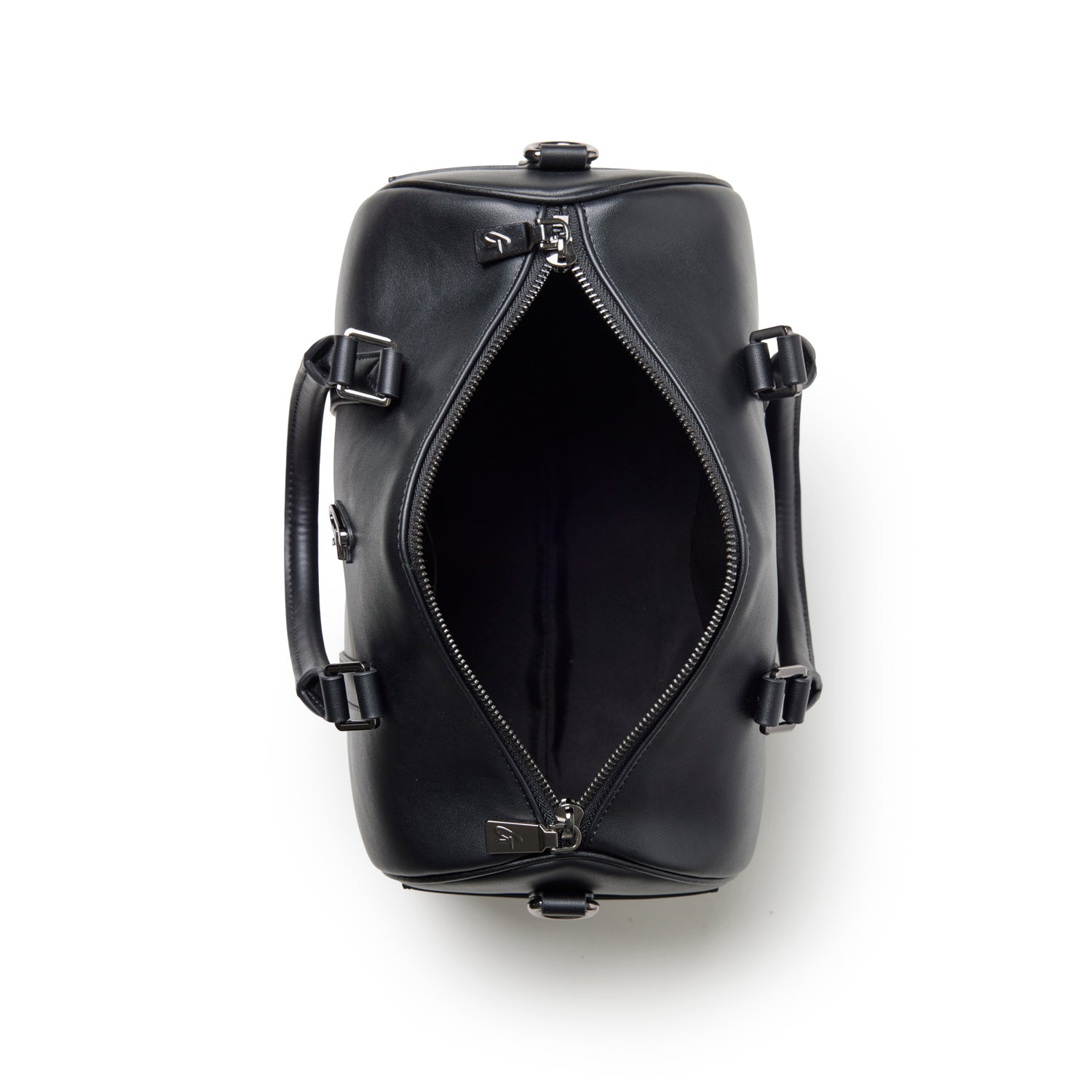 Large black Boston bag with a spacious interior and dual handles, perfect for stylish and practical use.