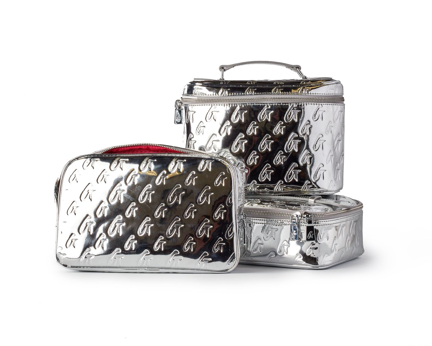 MONOGRAM MEDIUM COSMETIC TOILETRY BAG SILVER METALLIC