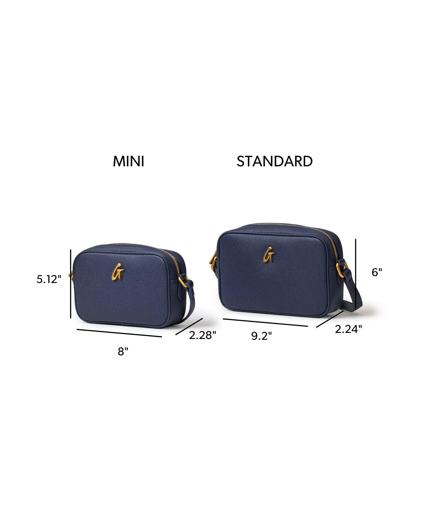 PEBBLE MINI CAMERA BAG NAVY | Structured Vegan Pebble Leather