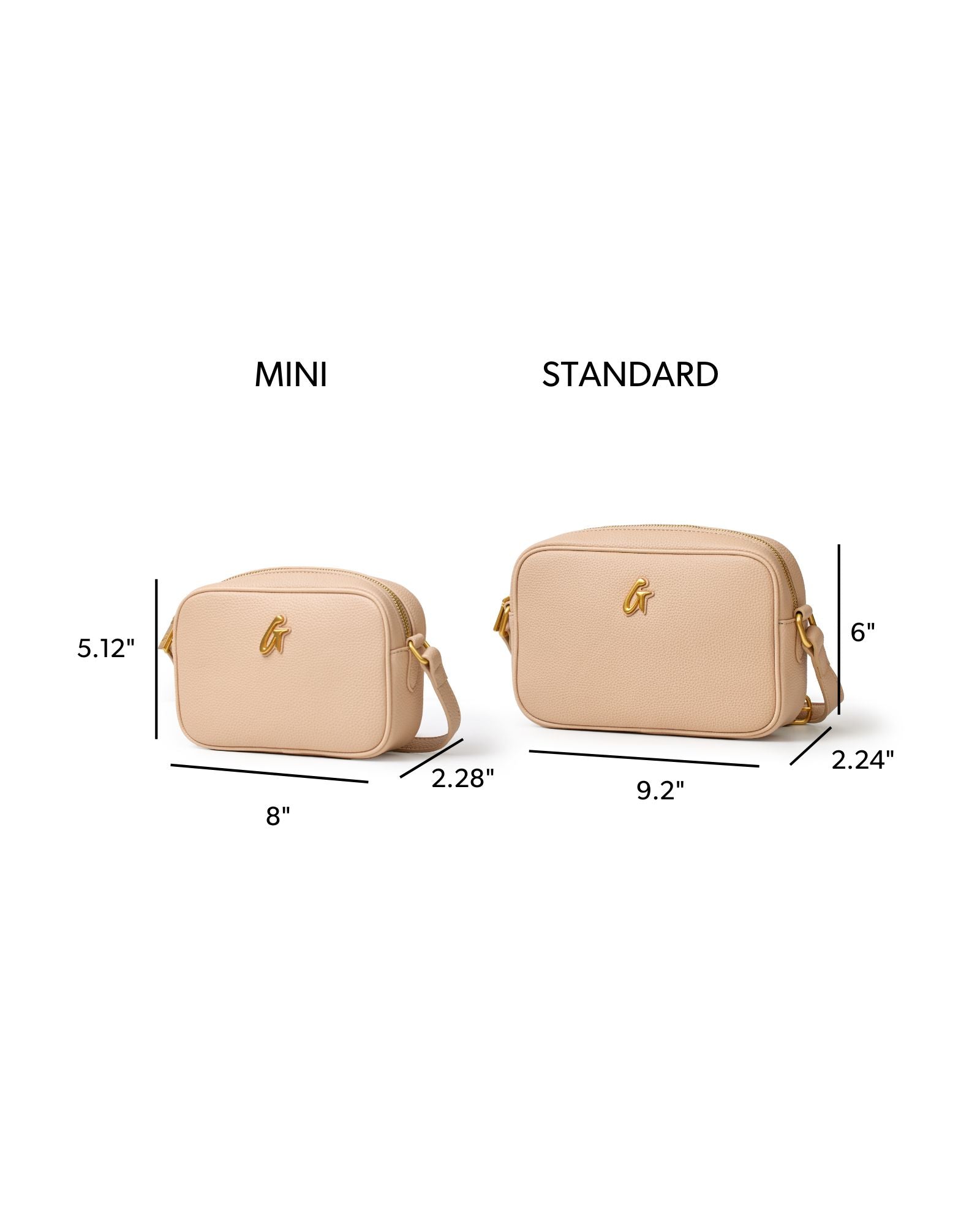PEBBLE MINI CAMERA BAG NUDE | Vegan Pebble Leather, Gold Hardware