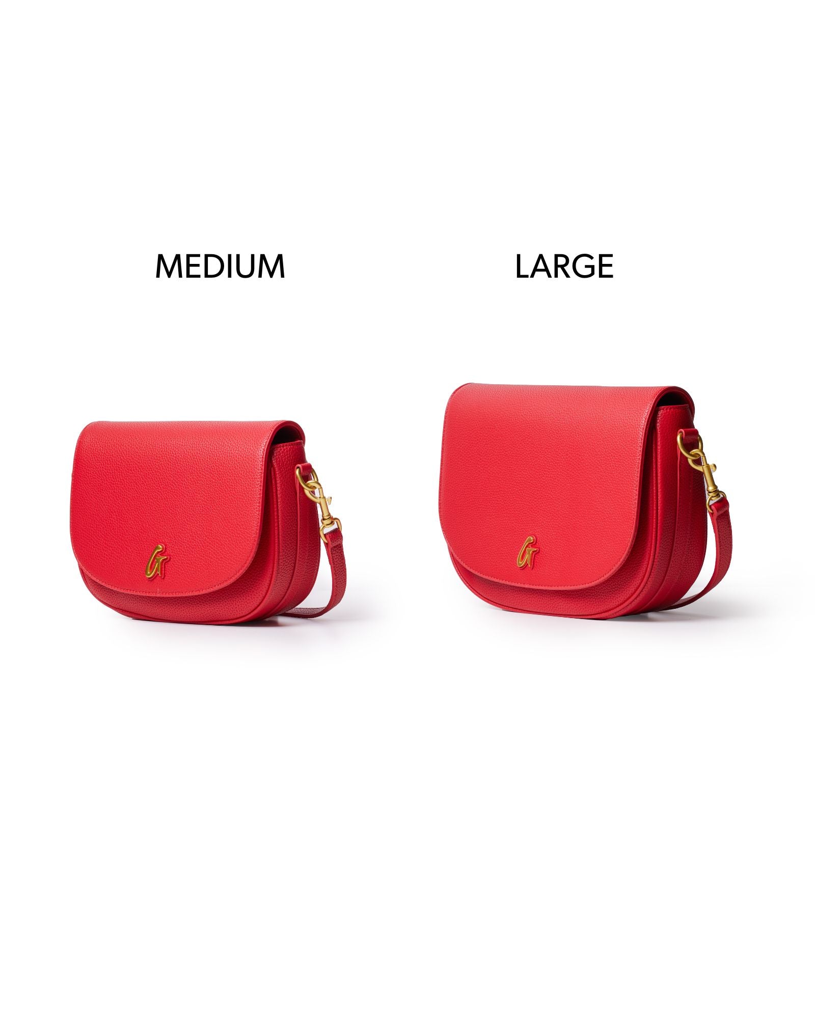 Medium pebble shoulder bag in red, featuring a sleek design and adjustable strap for versatile styling.