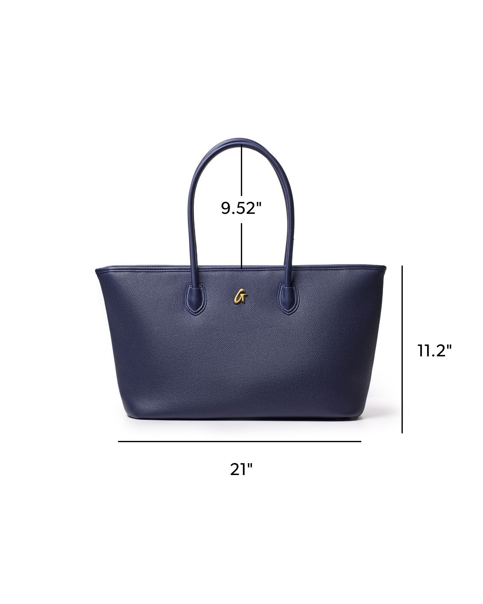Pebble Tote Bag Navy - Luxe Vegan Leather Tote with Gold Studs