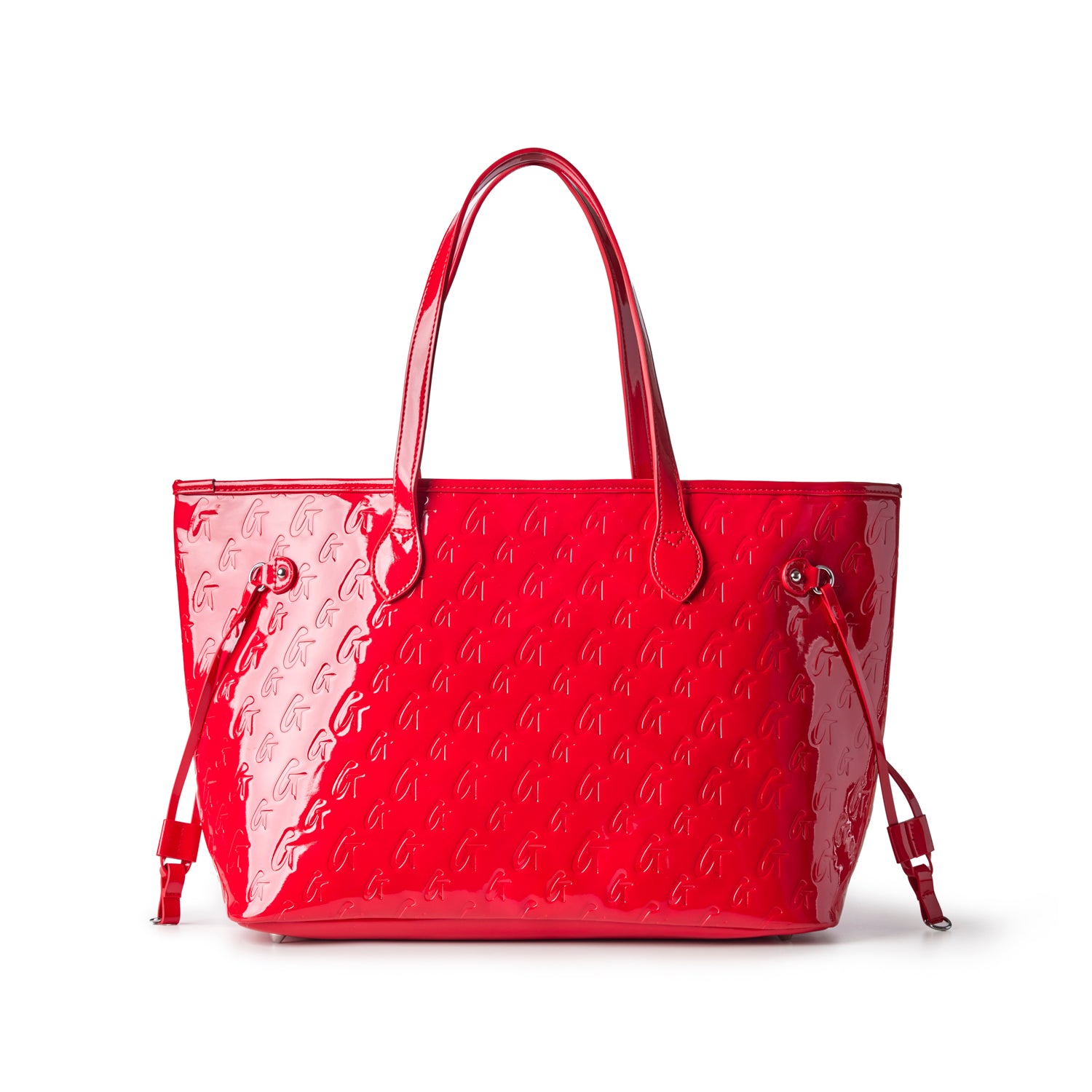 MONOGRAM GLAM TOTE WITH WRISTLET - MIRROR RED