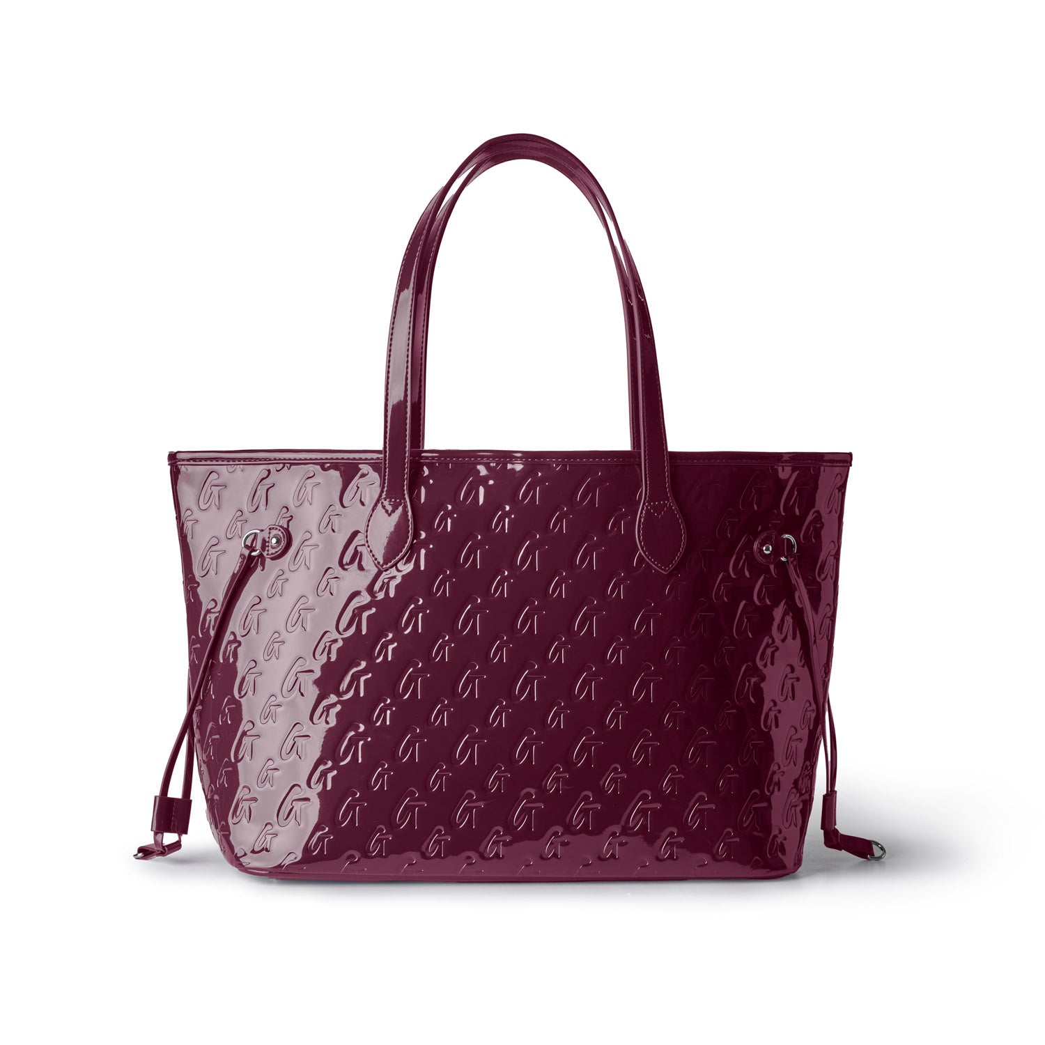 MONOGRAM GLAM TOTE WITH WRISTLET - MIRROR BURGUNDY