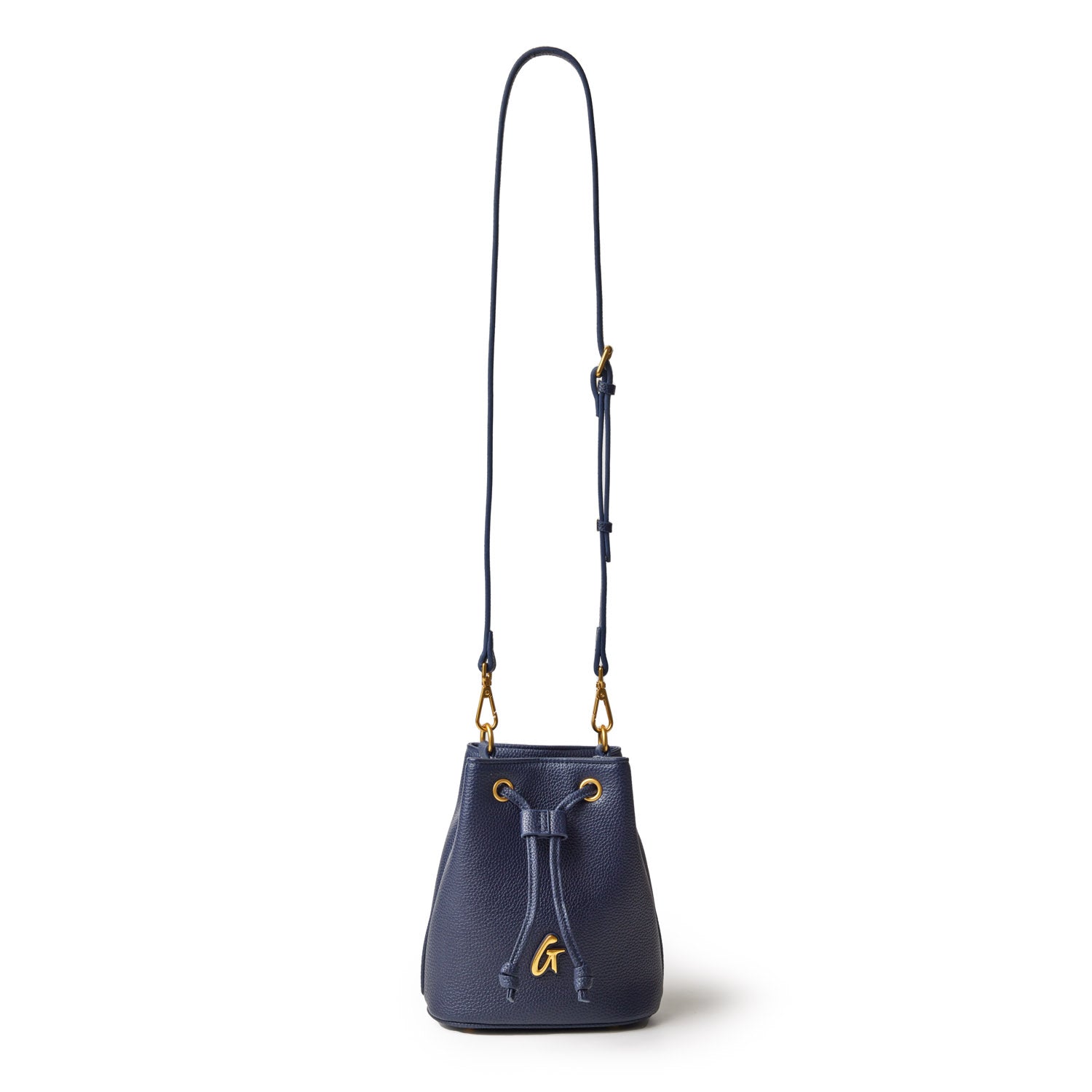 PEBBLE MINI BUCKET BAG NAVY