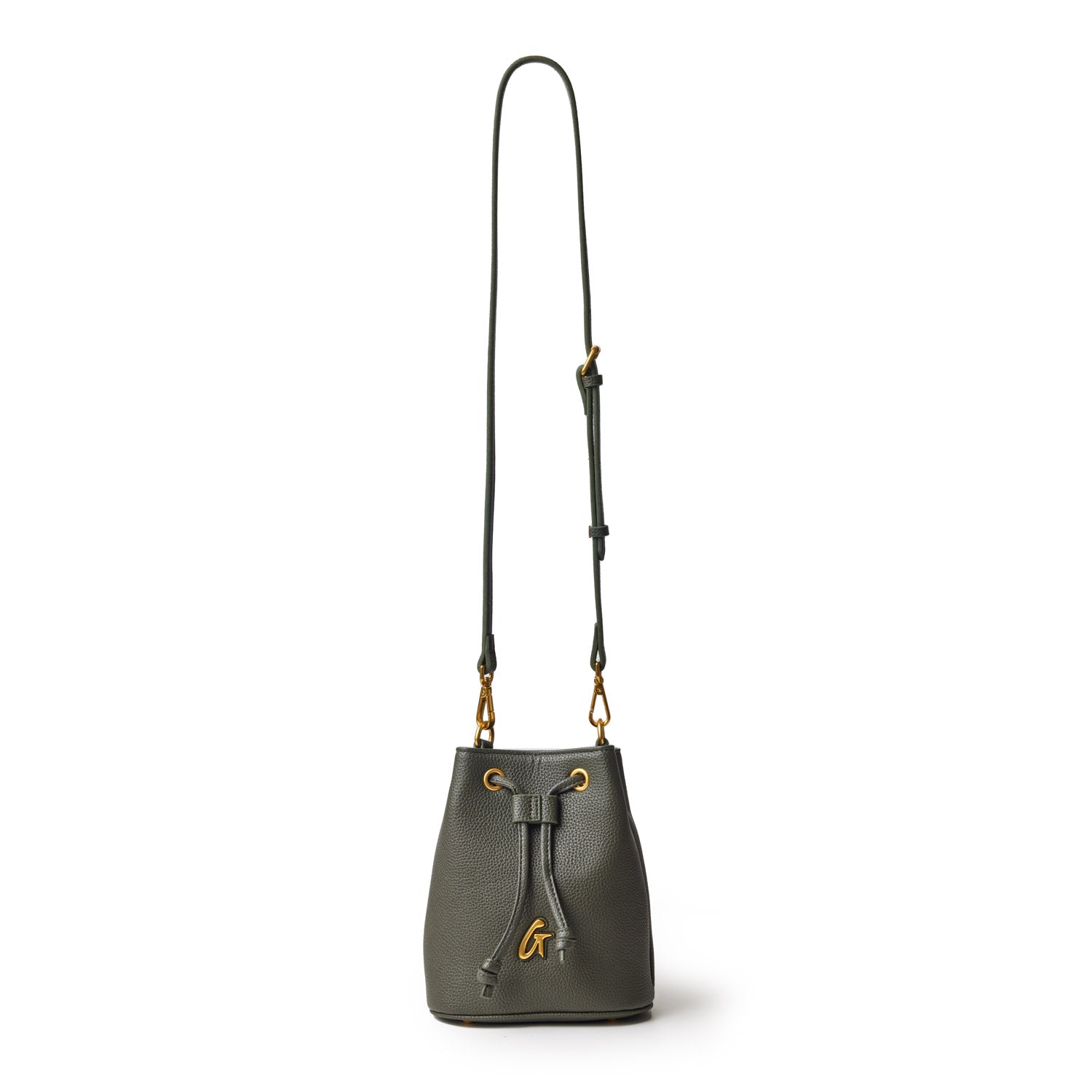 PEBBLE MINI BUCKET BAG OLIVE GREEN