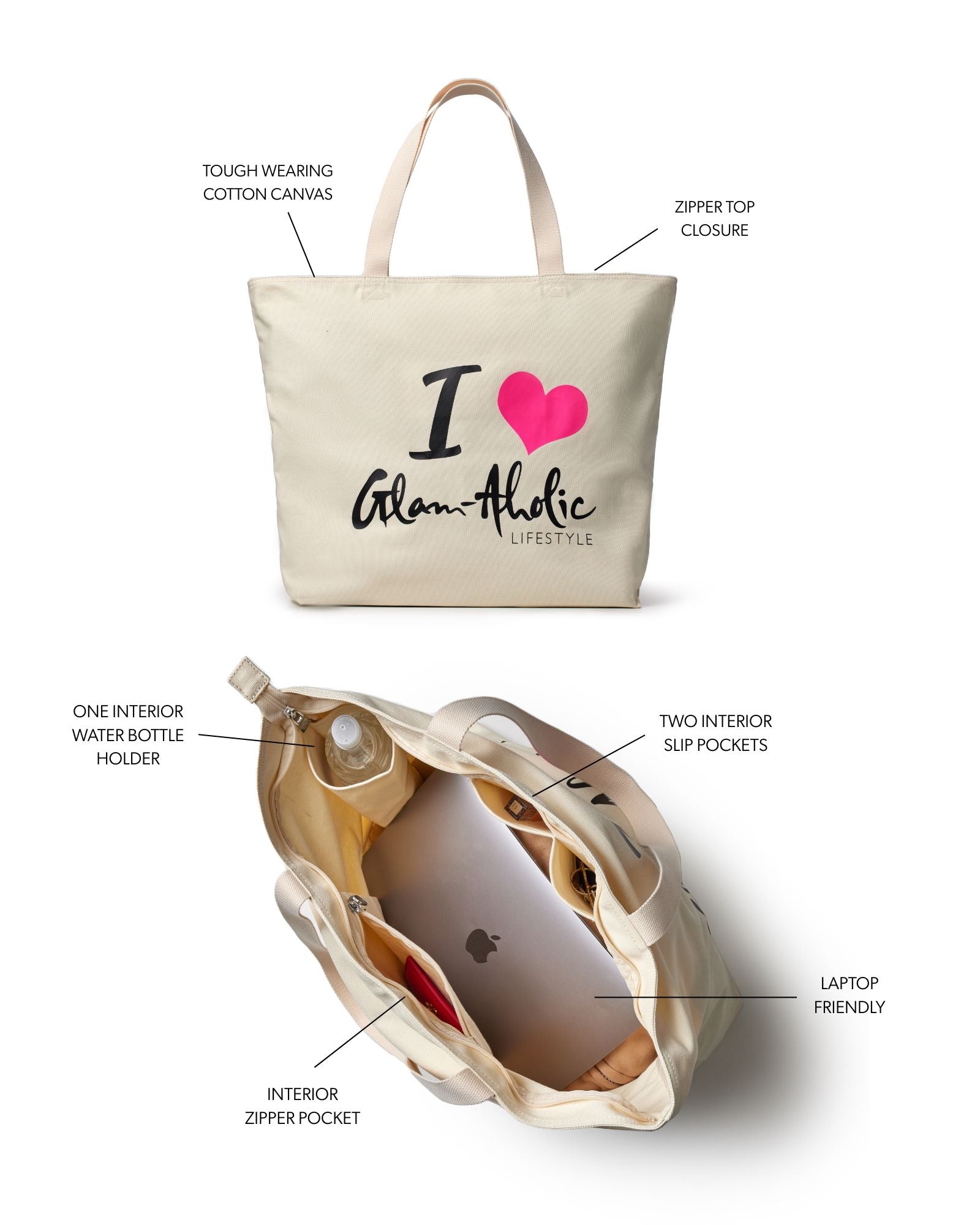 Signature Logo Canvas Tote | Hot Pink | Spacious & Stylish