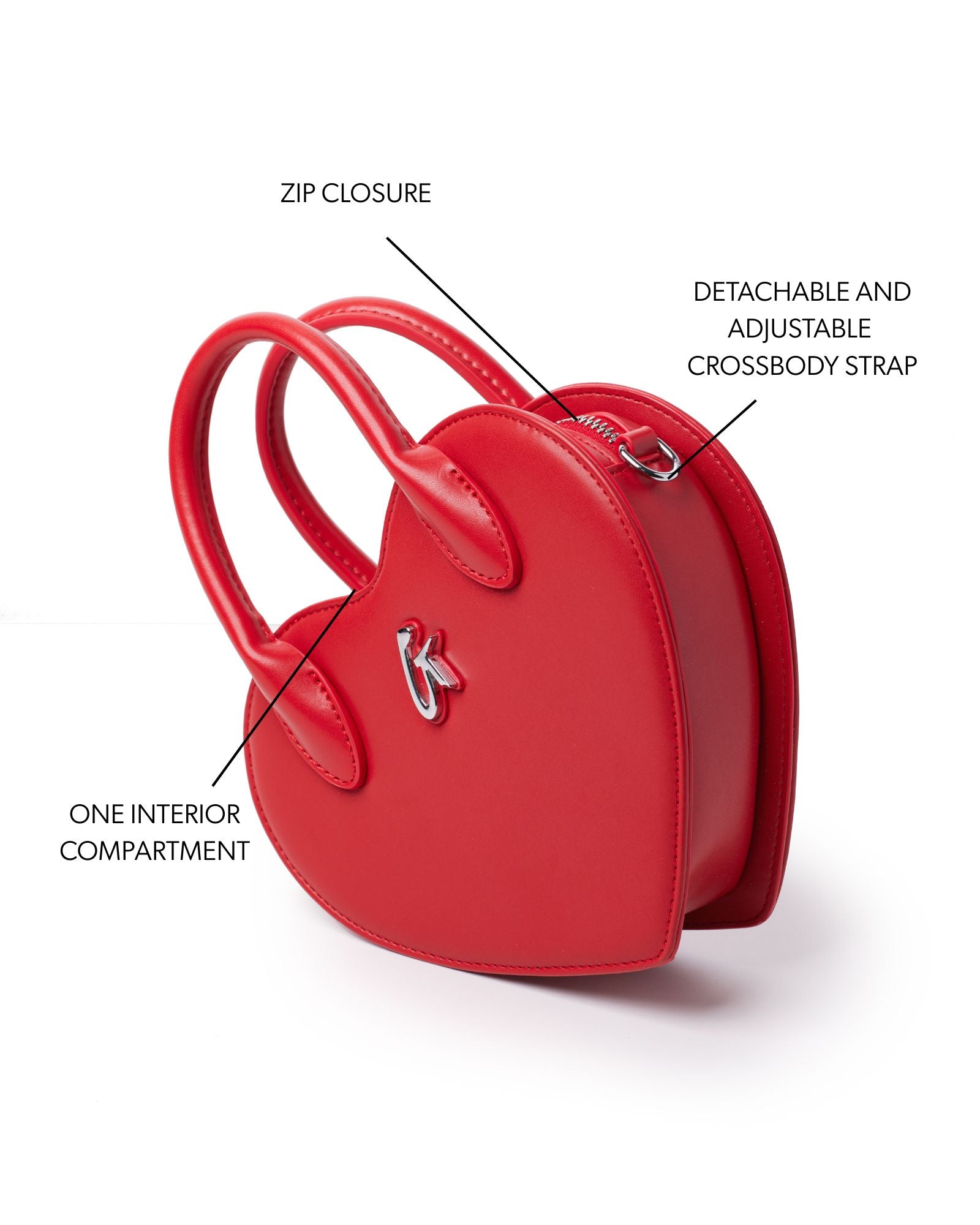 Glam-Aholic Red Heart Bag: Vegan Leather Crossbody with Iconic G