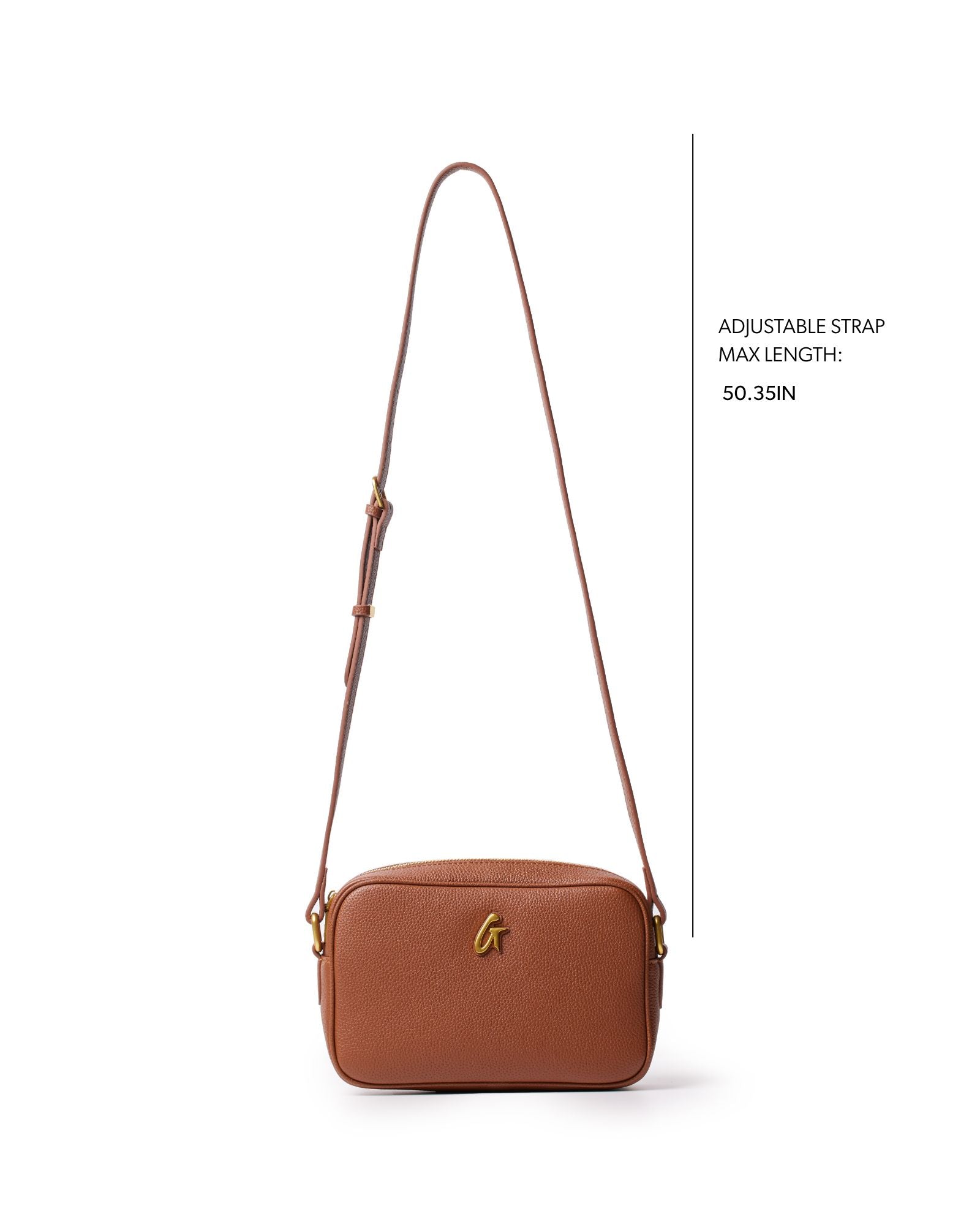 Shop Brown Vegan Pebble Leather Camera Bag - Gold Hardware