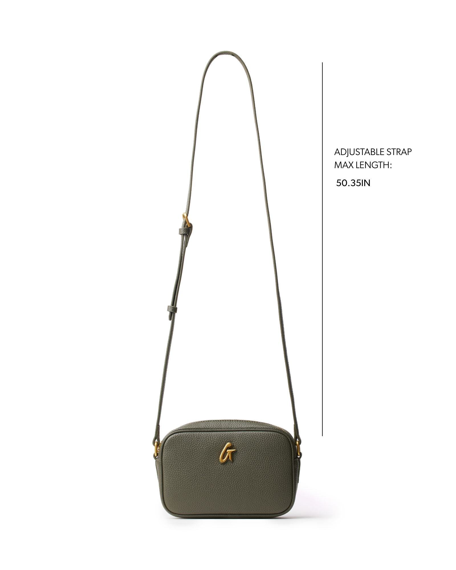 Affordable Luxury Olive Green Pebble Camera Bag with Gold Hardware