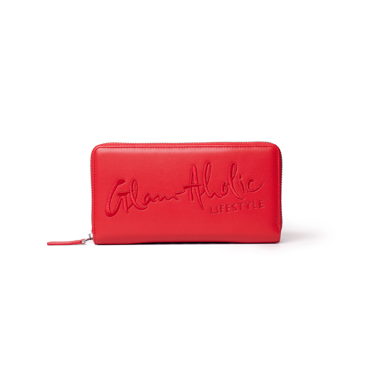 Red Signature Logo Standard Wallet - Chic Vegan Leather - Glam