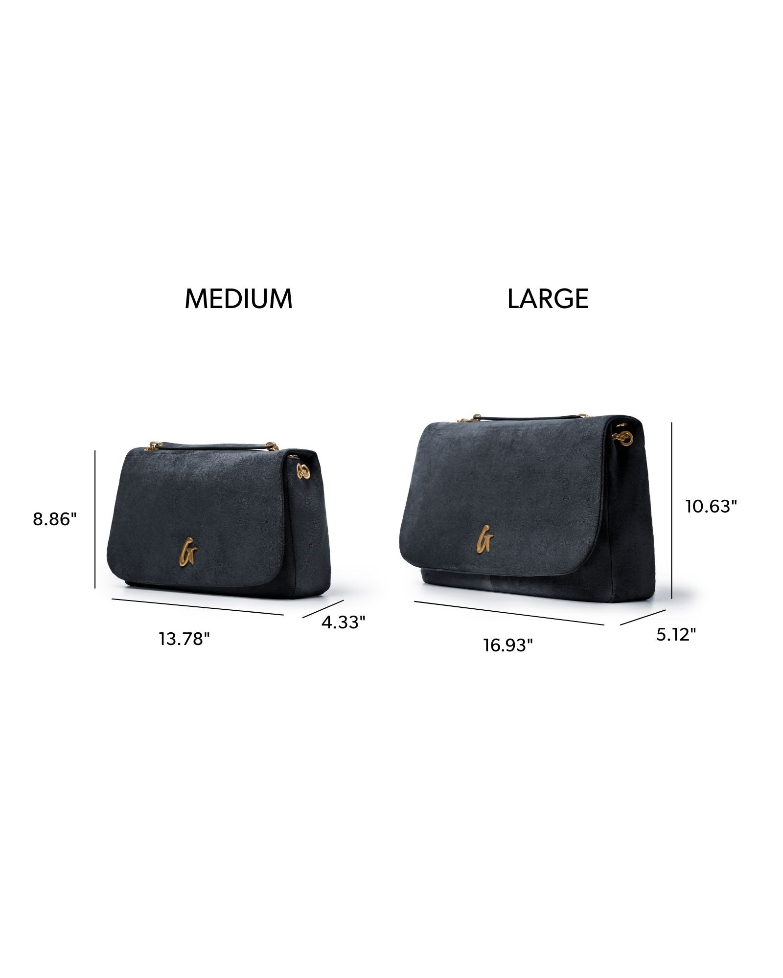 MEDIUM SUEDE FLAP BAG - BLACK
