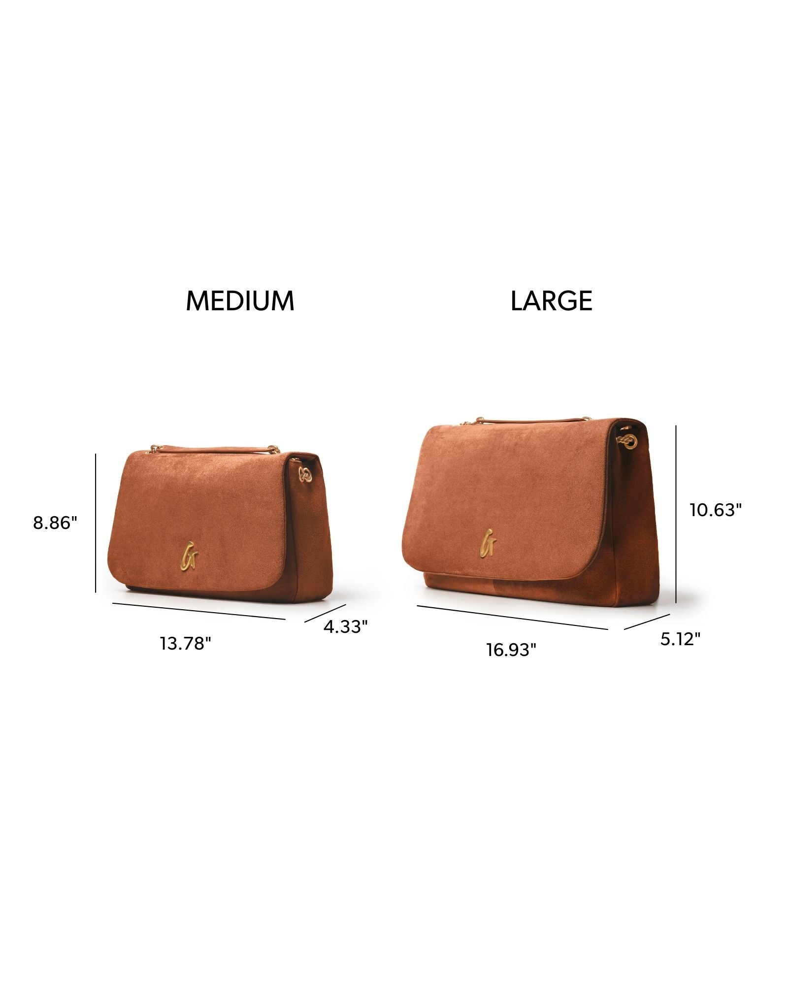 Medium Suede Flap Bag - Brown | Vegan Suede | 3 Compartments