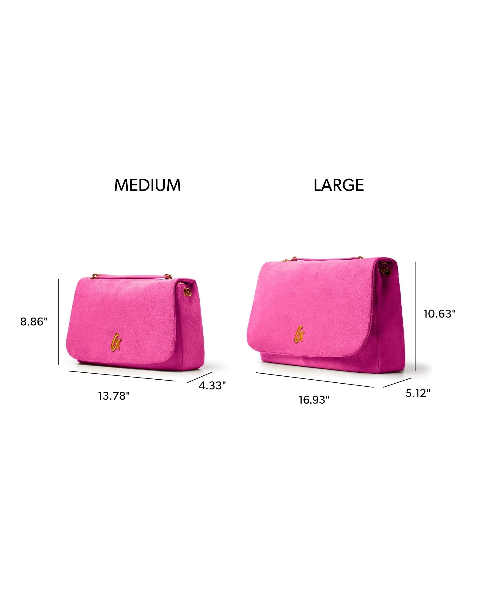 Large Suede Flap Bag - Hot Pink | Vegan Suede | 3 Interior