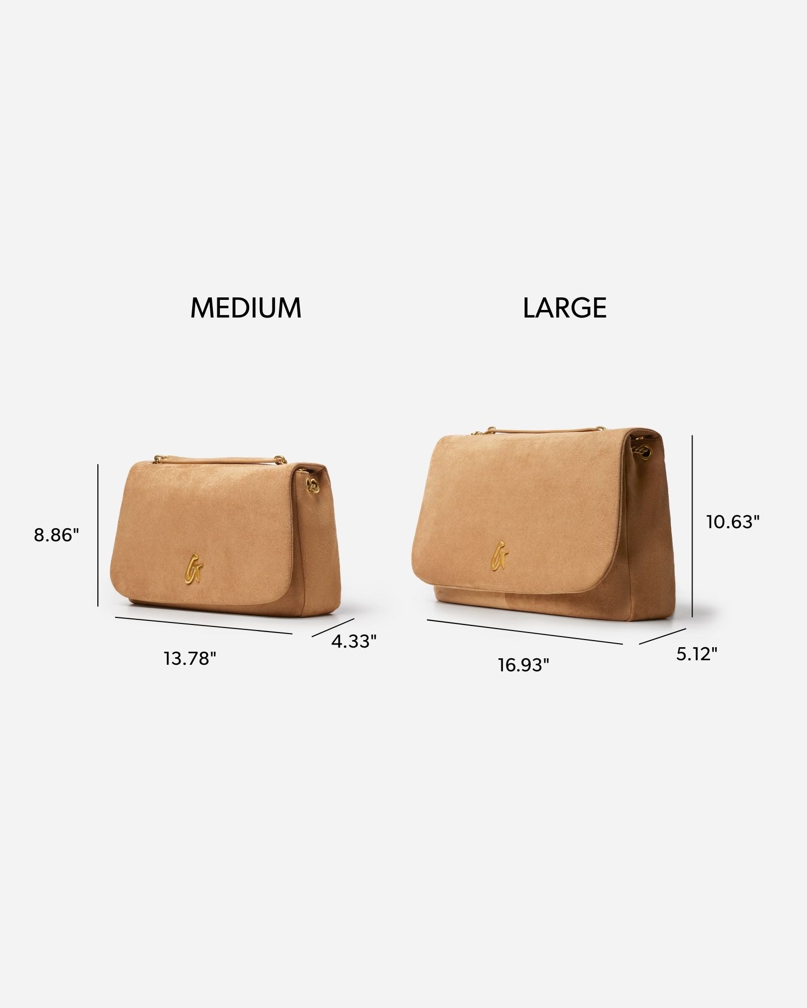 LARGE SUEDE FLAP BAG - TAN
