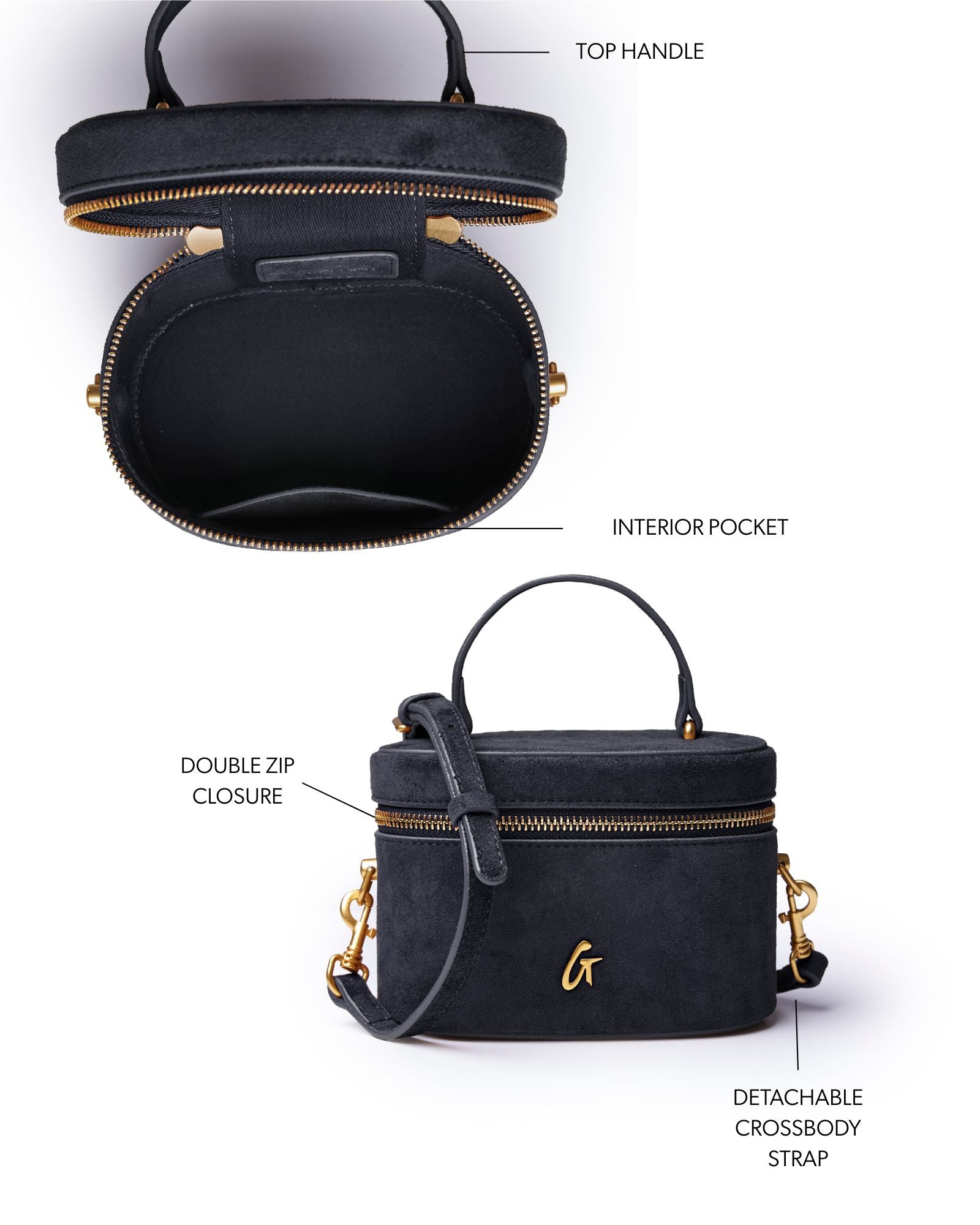 Mini Suede Vanity Bag | Black | Small & Versatile Handbag - Glam