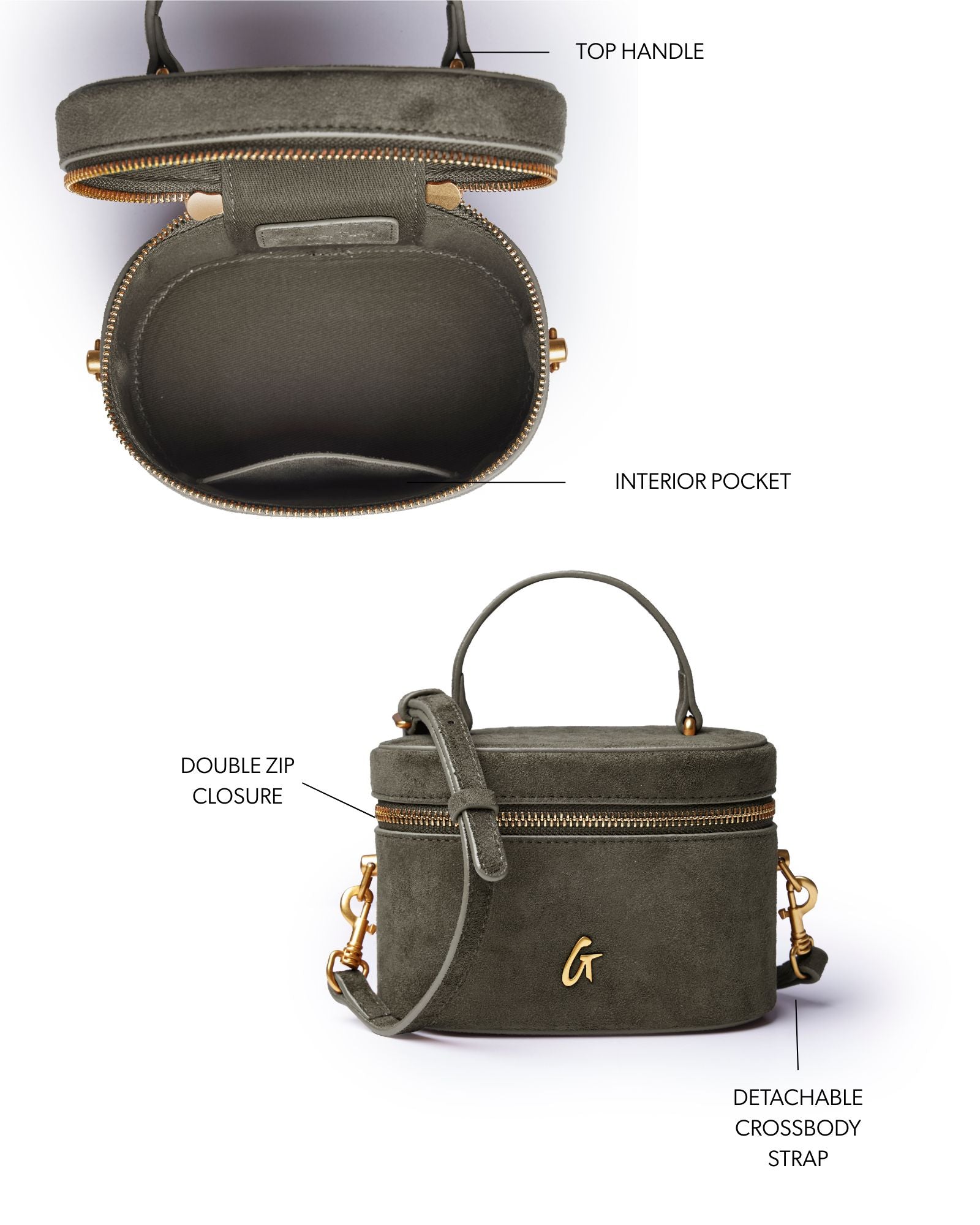 Mini Suede Vanity Bag | Olive Green | Soft & Versatile Handbag