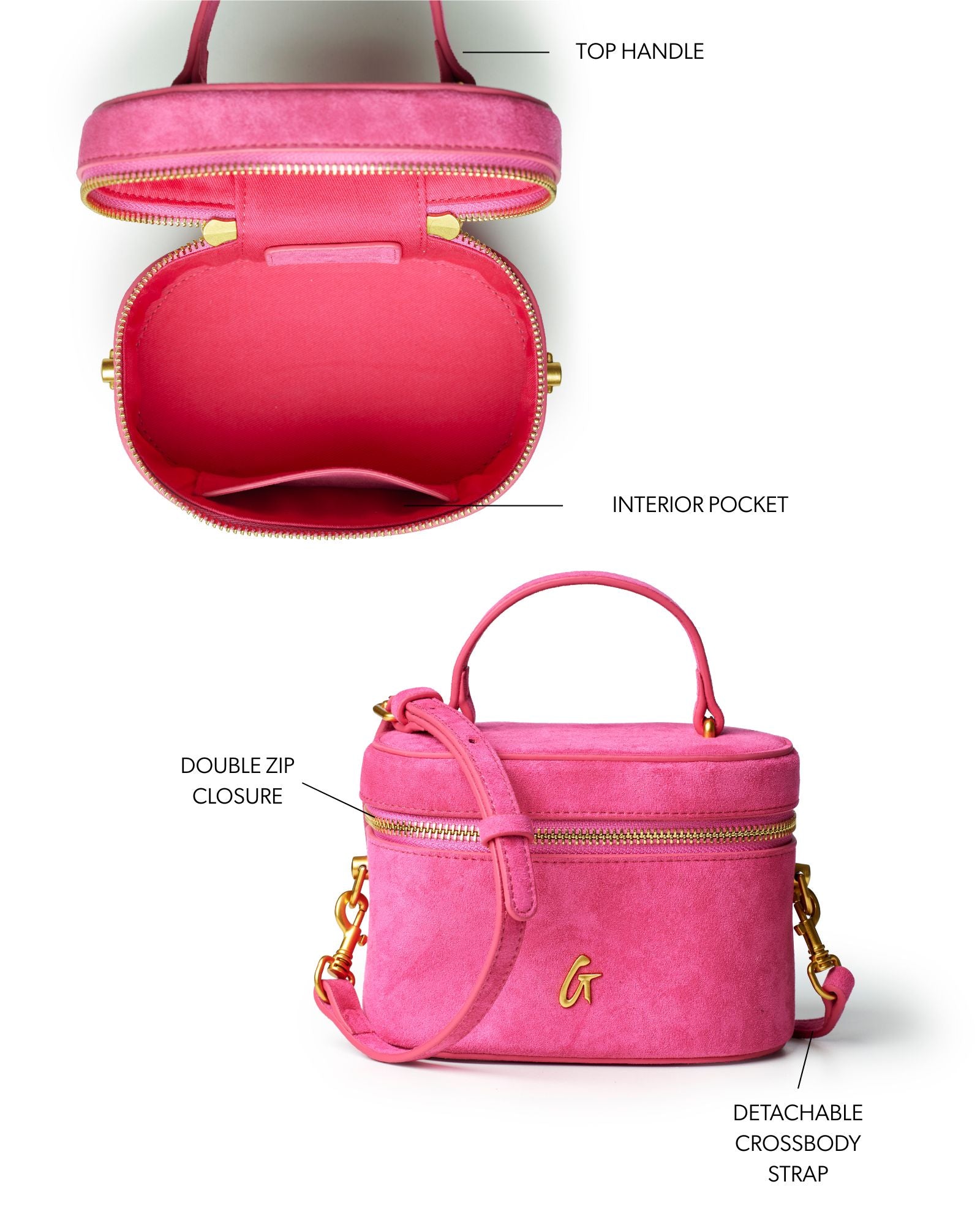 Mini Suede Vanity Bag | Hot Pink | Versatile & Soft Design - Glam