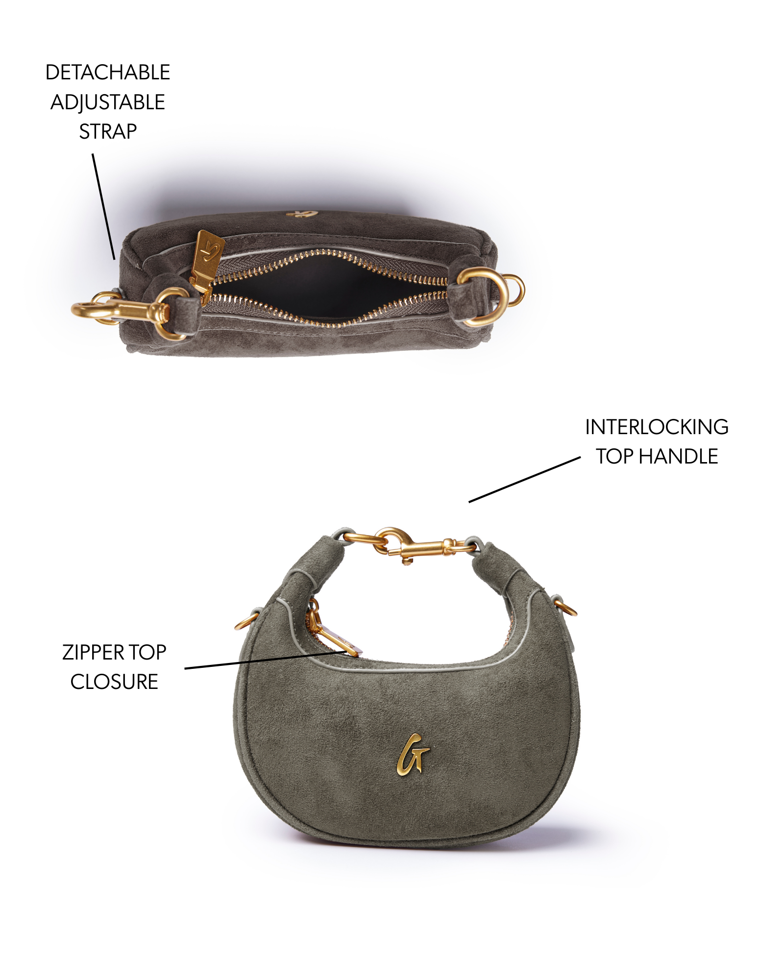 NANO SUEDE HOBO BAG - OLIVE GREEN