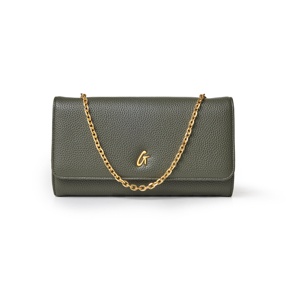 小物 Teloplan Morgane Multi-way Chain&Pouch PEBBLE TRAVEL WOC OLIVE GREEN - Vegan Leather Wallet for the